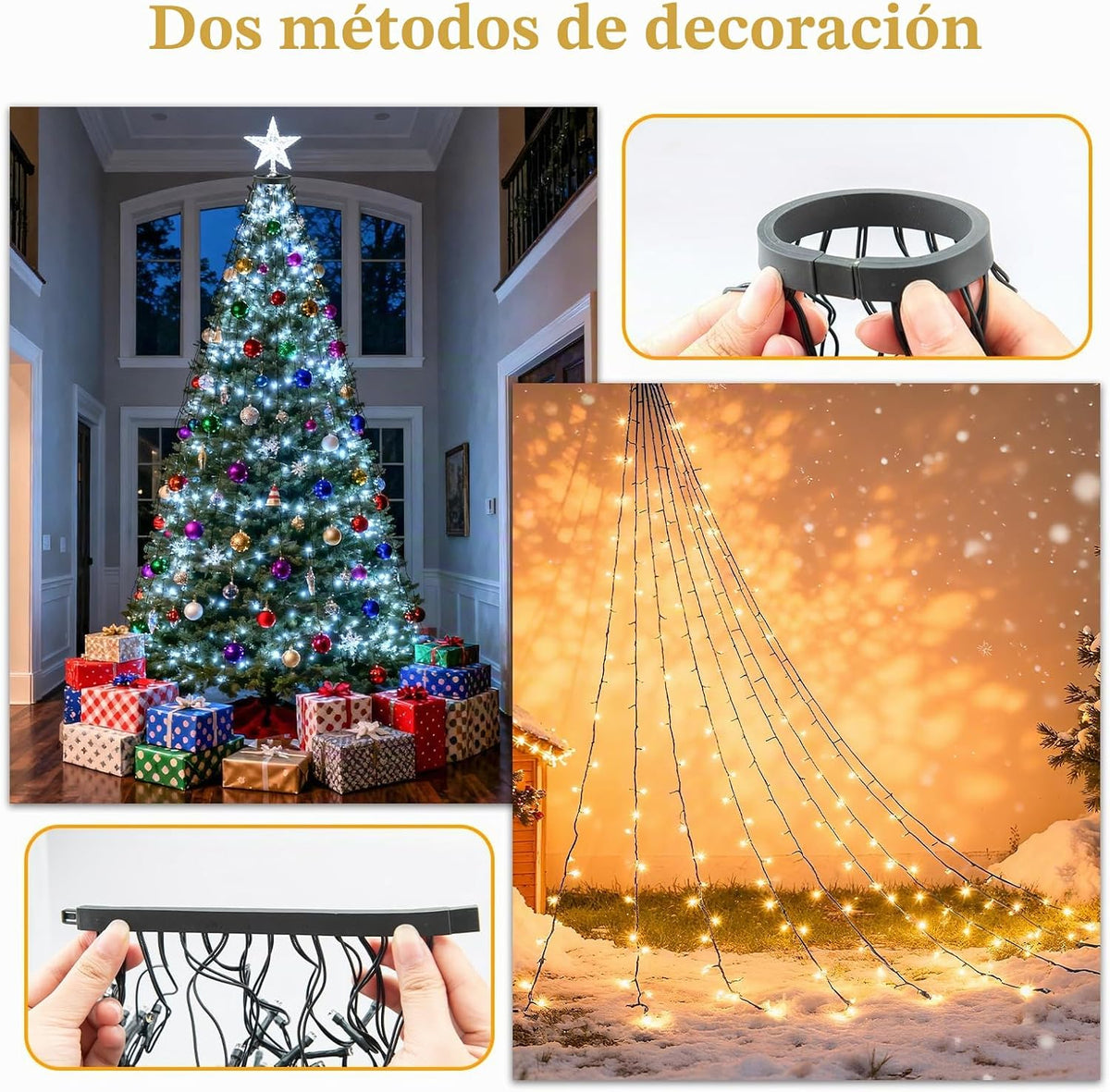 Luces de árbol de Navidad con control remoto, 6.5 pies, 400 luces L...