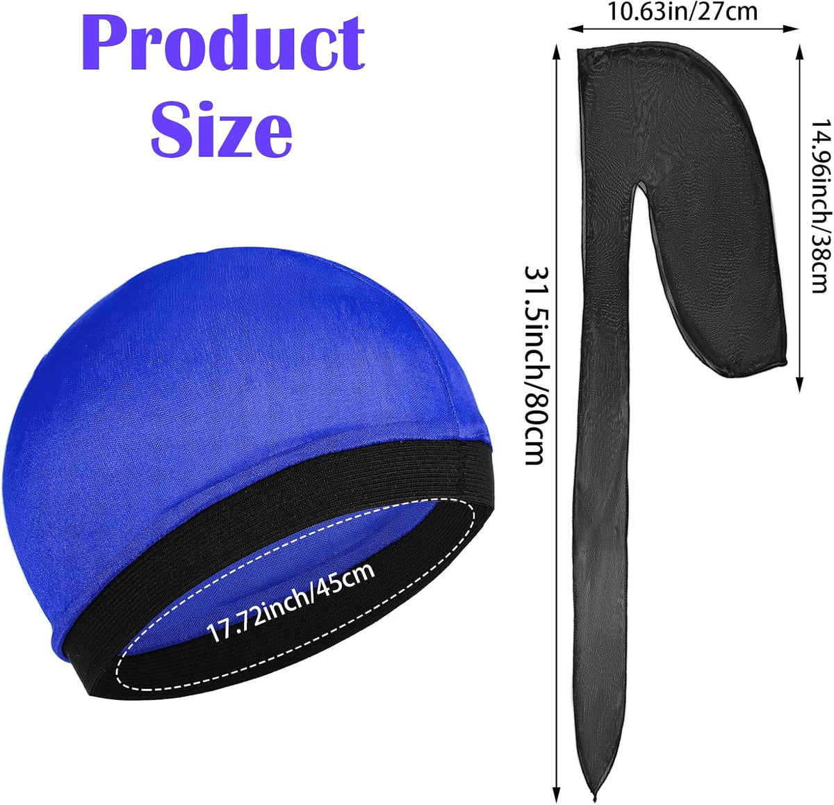 KFHENSOMR Juego de 6 piezas de durag sedoso con gorras onduladas pa...