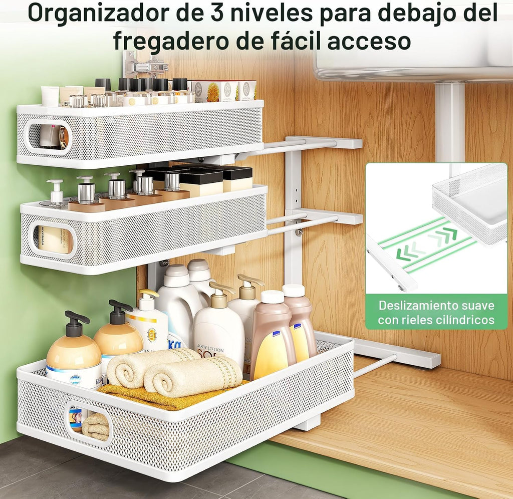 Kitstorack Organizador para debajo del fregadero, paquete de 2 esta...