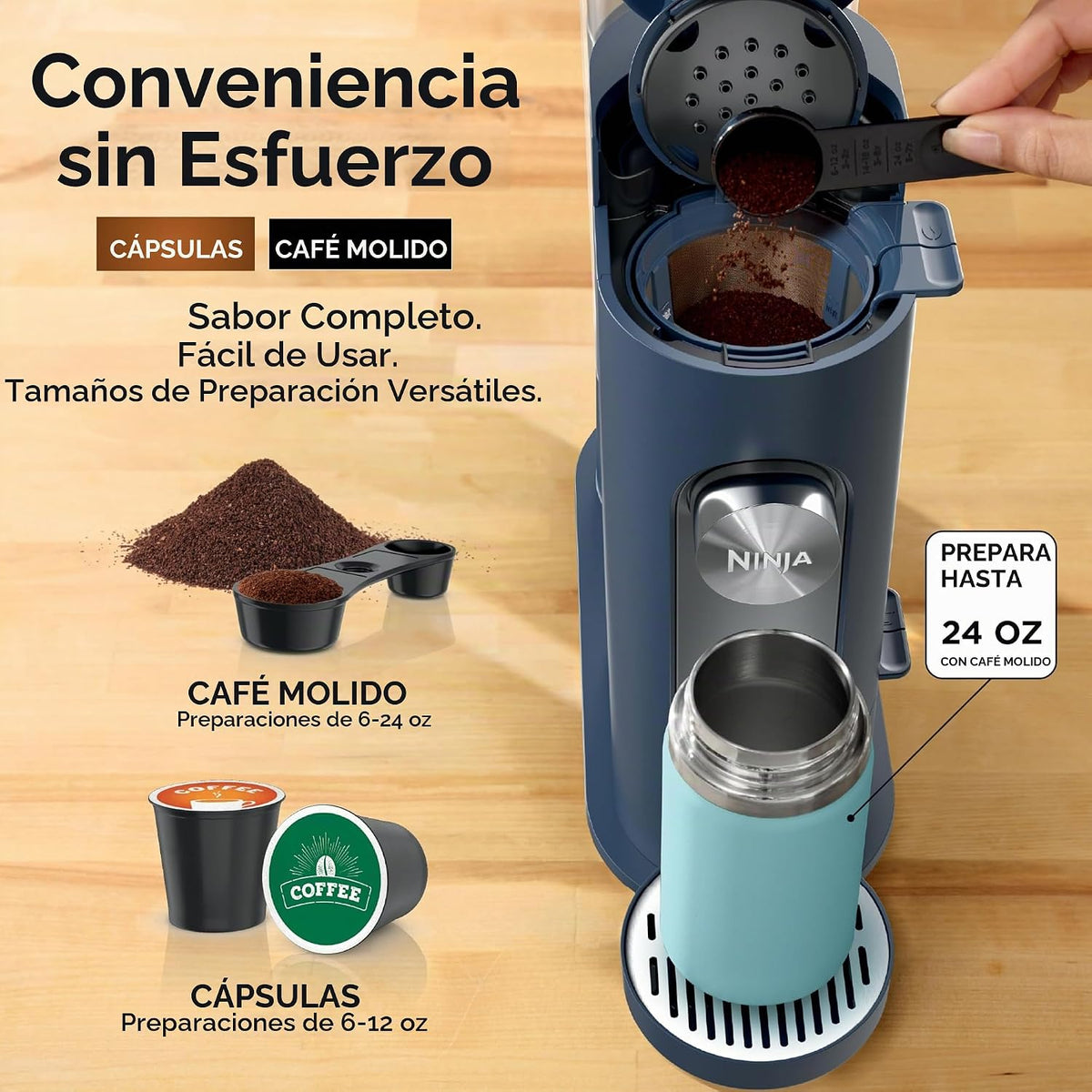 Ninja Pods &amp; Grounds Cafetera de una sola porción, compatible c...