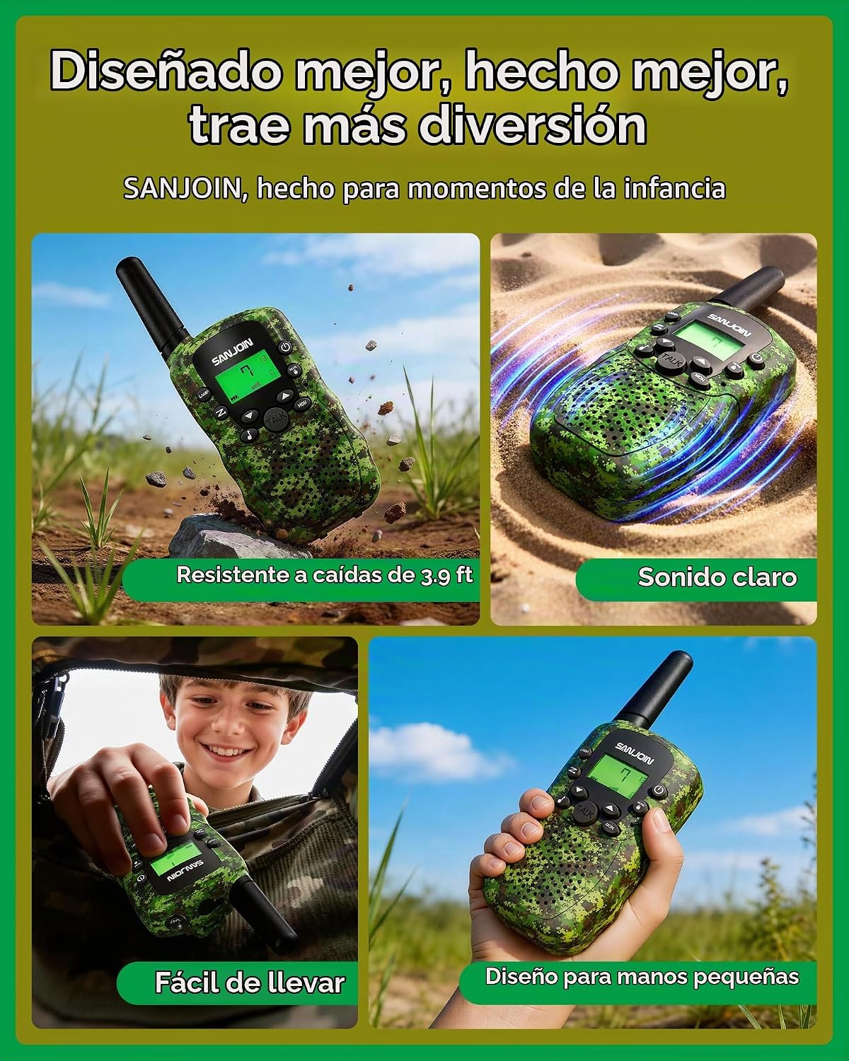 Walkie Talkies para niños, juguetes al aire libre para niños de 3 a...