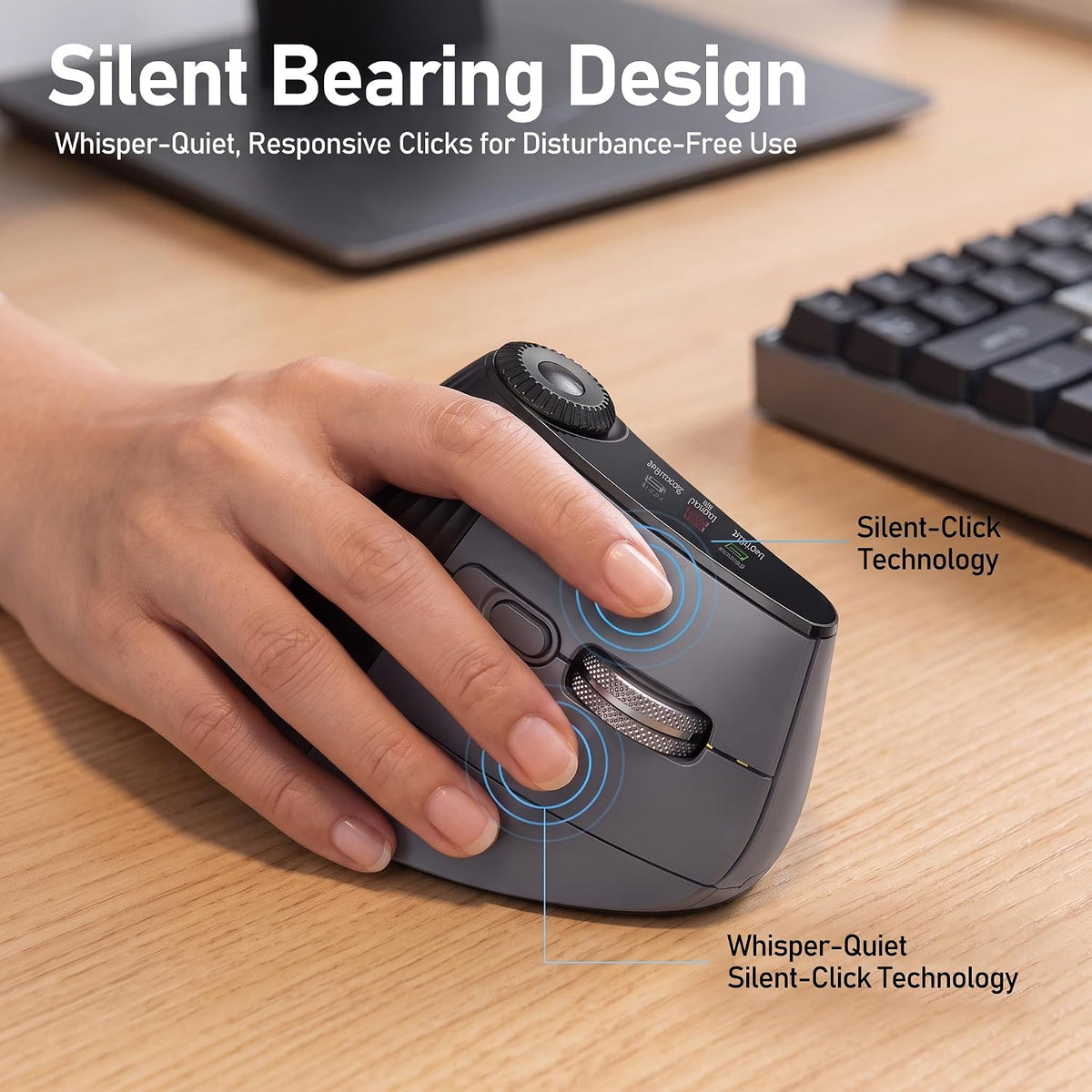 Taimousetvs Ratón vertical inalámbrico, dial ergonómico de acceso d...