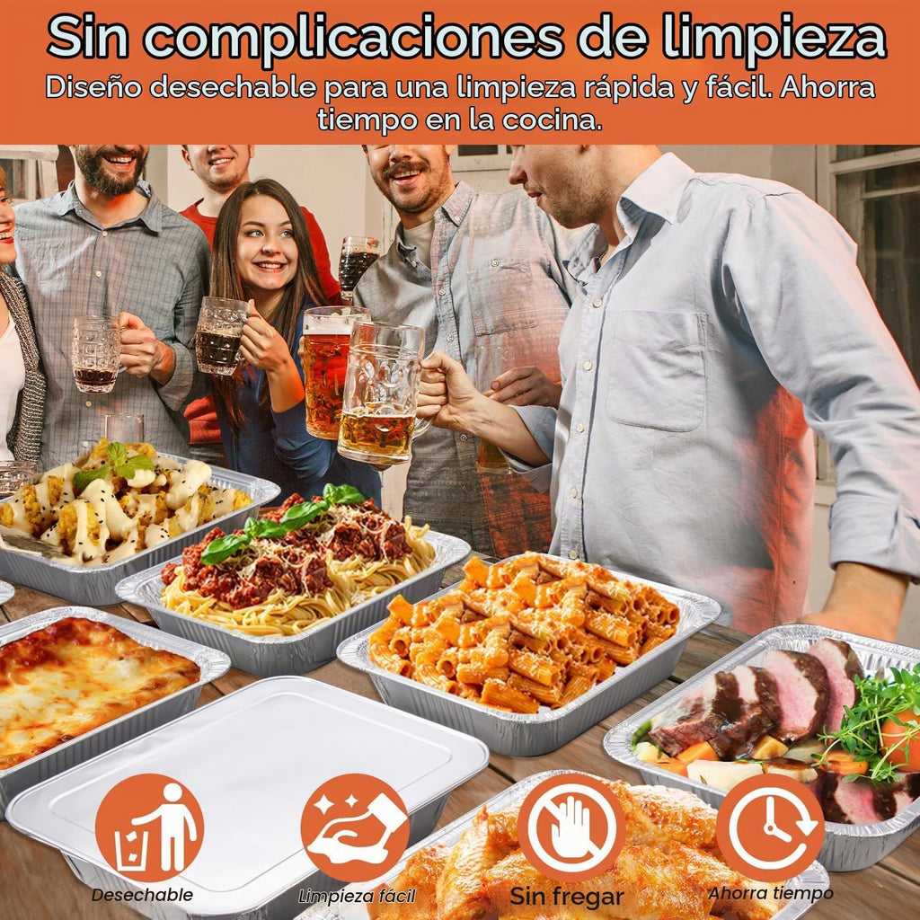 Lideropa Sartenes desechables de papel de aluminio con tapas de 9 x...