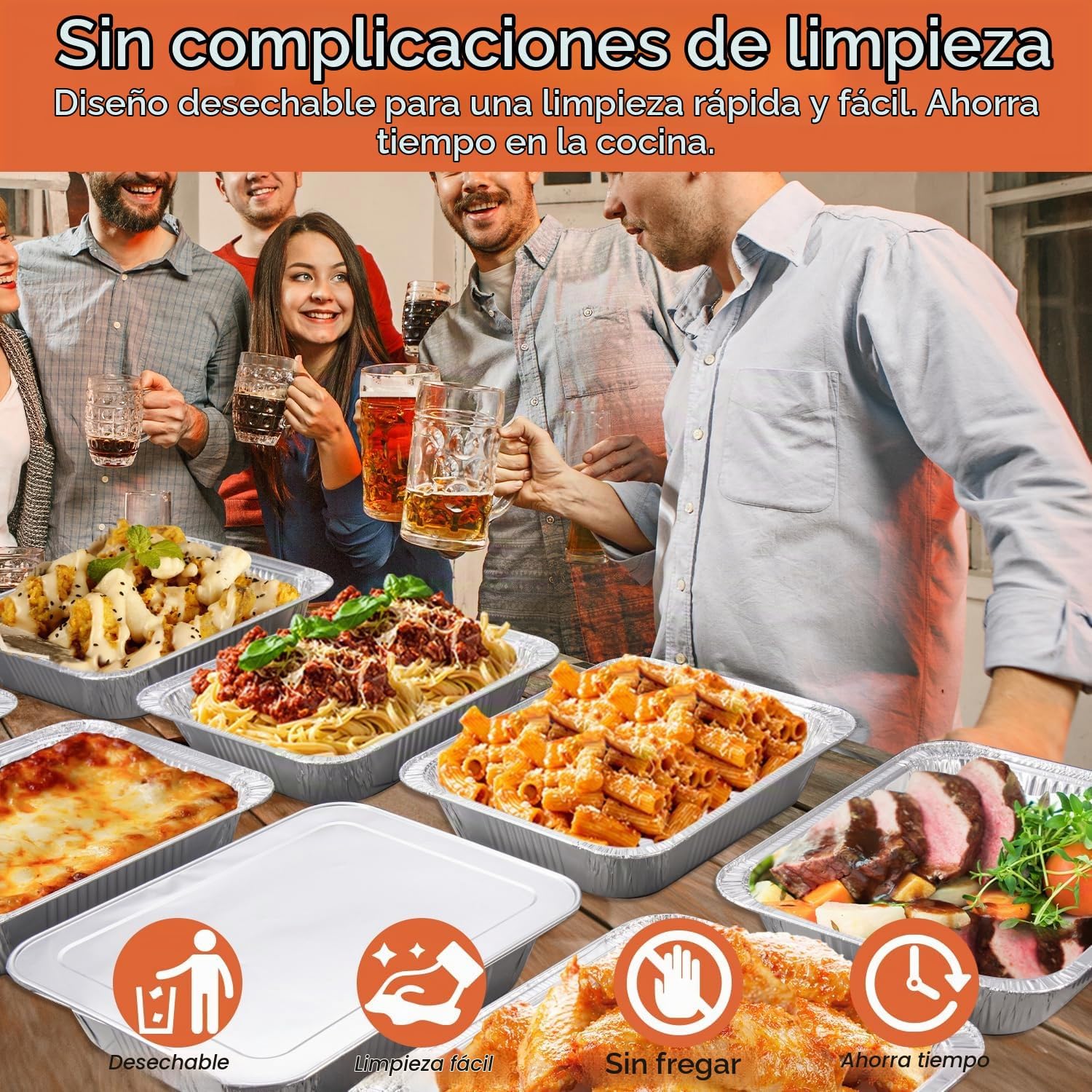 Lideropa Sartenes desechables de papel de aluminio con tapas de 9 x...
