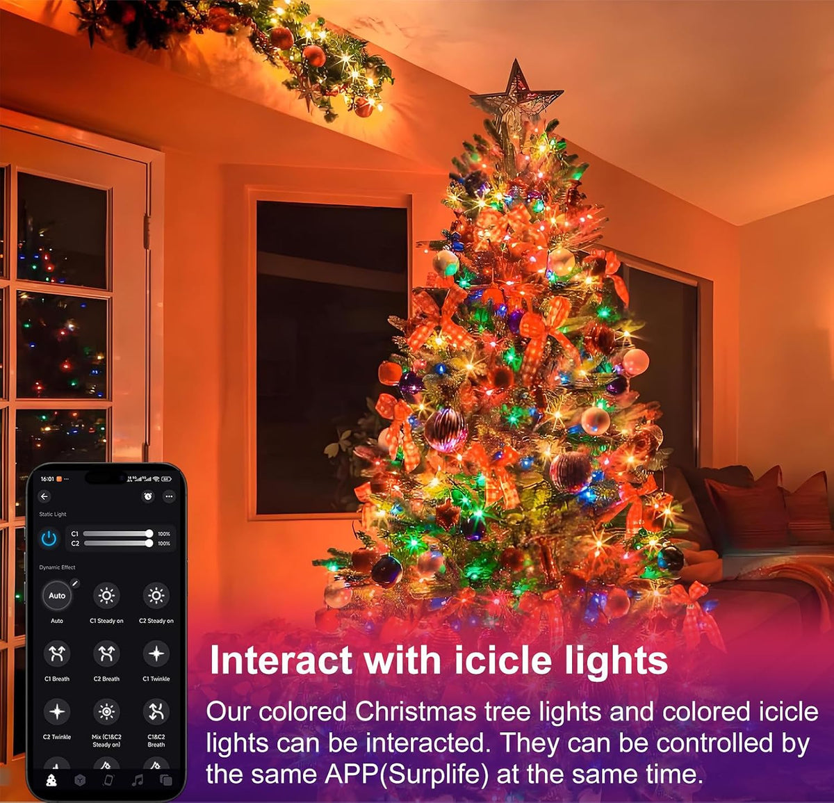 400 luces LED para árbol de Navidad, luces LED de Navidad con 17 mo...