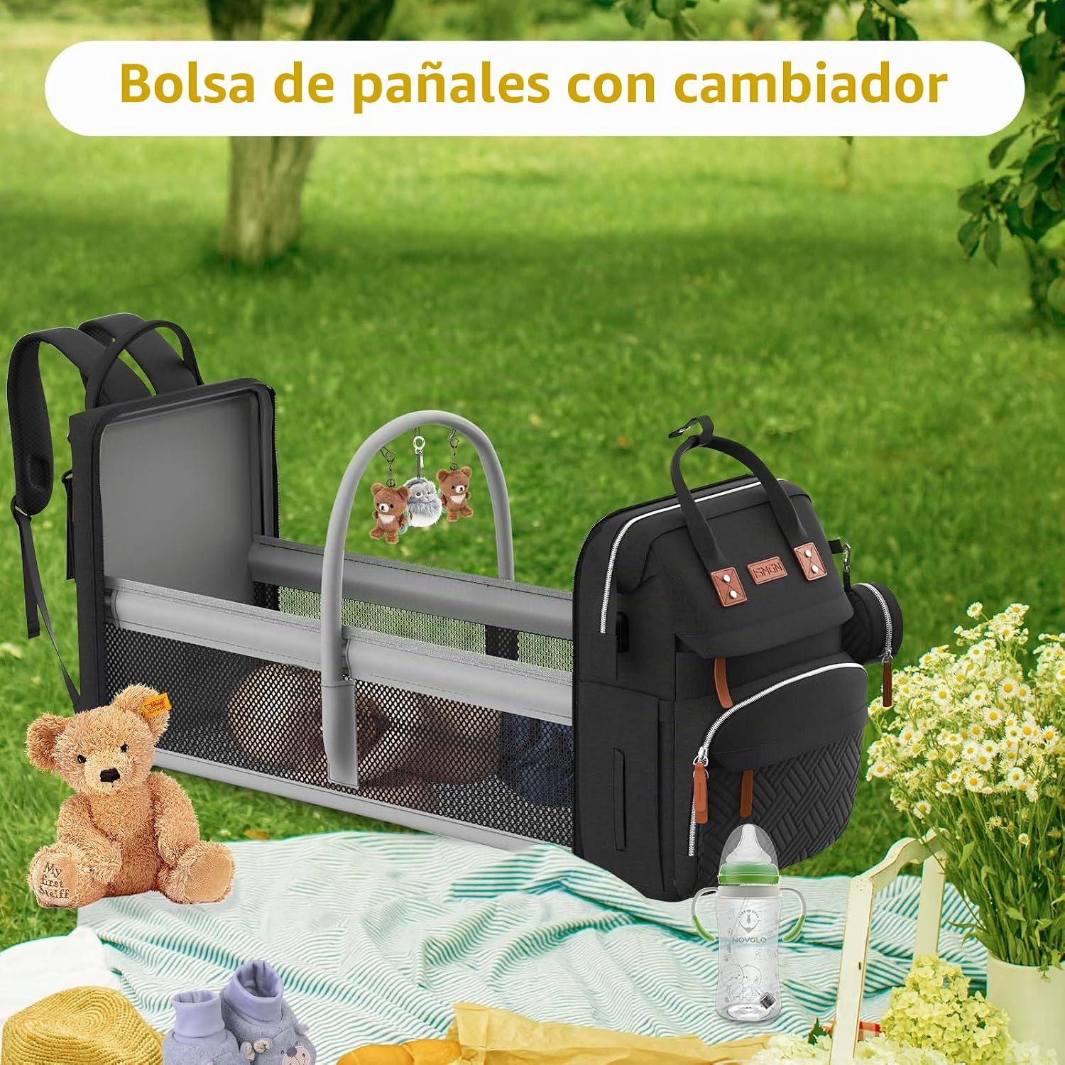 ISMGN Mochila para pañales con cambiador, bolsas de bebé para niños...