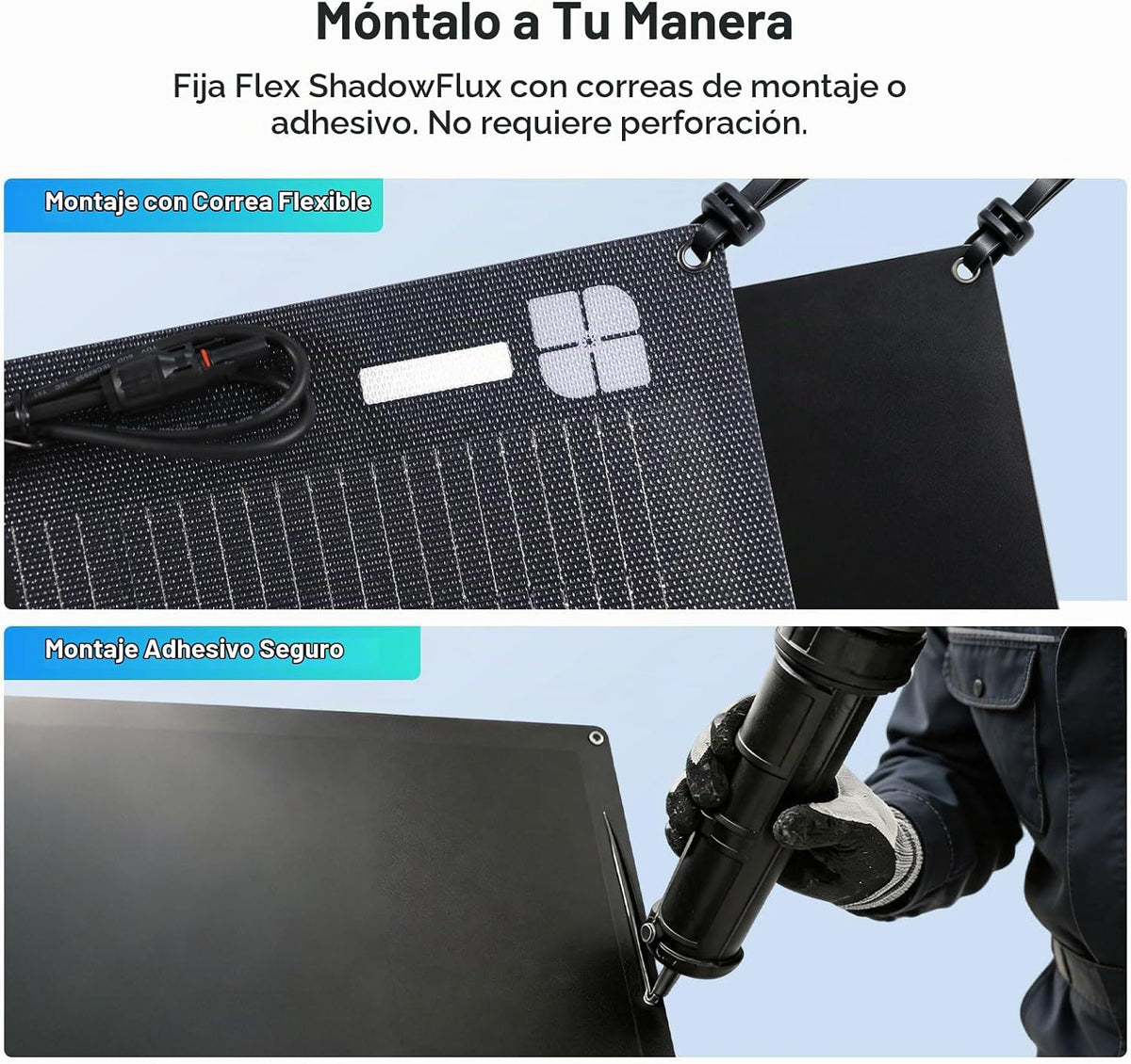 Renogy Panel solar flexible ShadowFlux de 200 vatios, tipo N 25% de...