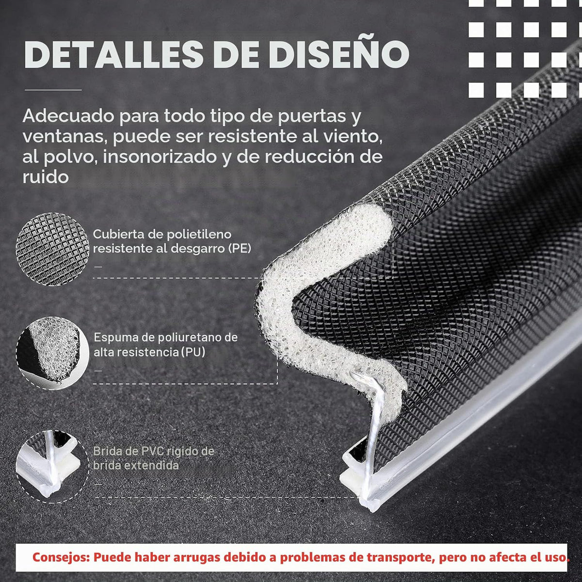 BBTO Burlete para puertas y ventanas de exterior con forma de V; se...