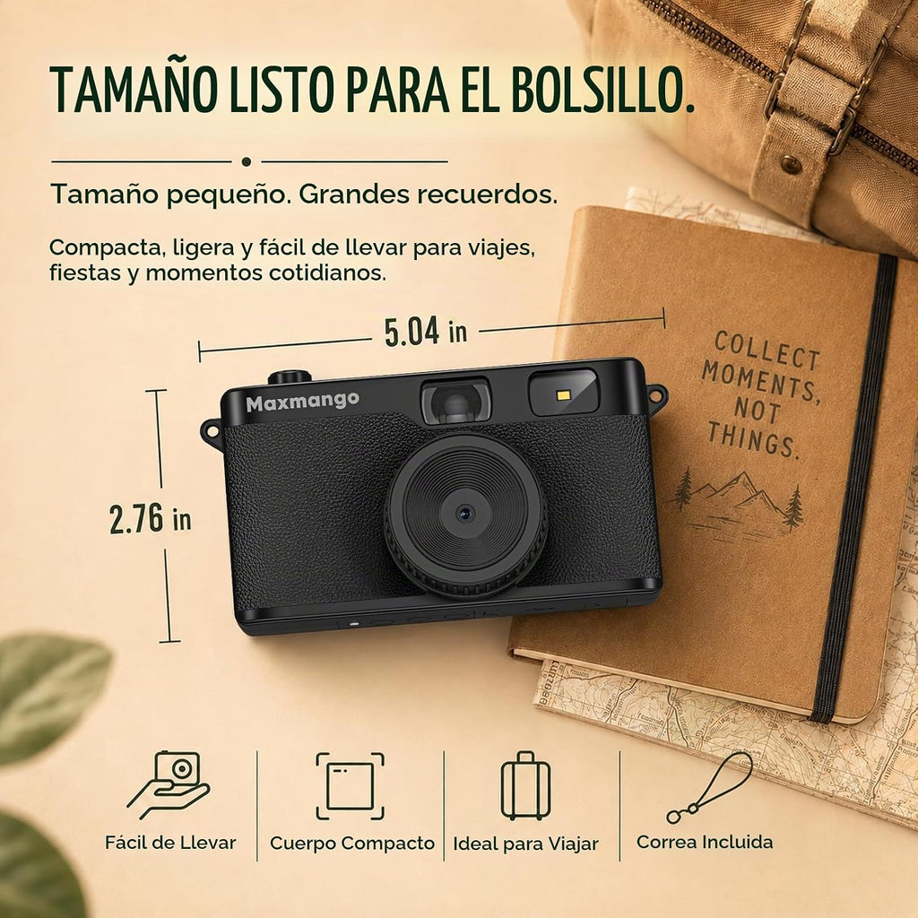 Maxmango Cámara digital vintage D53 - Cámara digital retro de 12 MP...