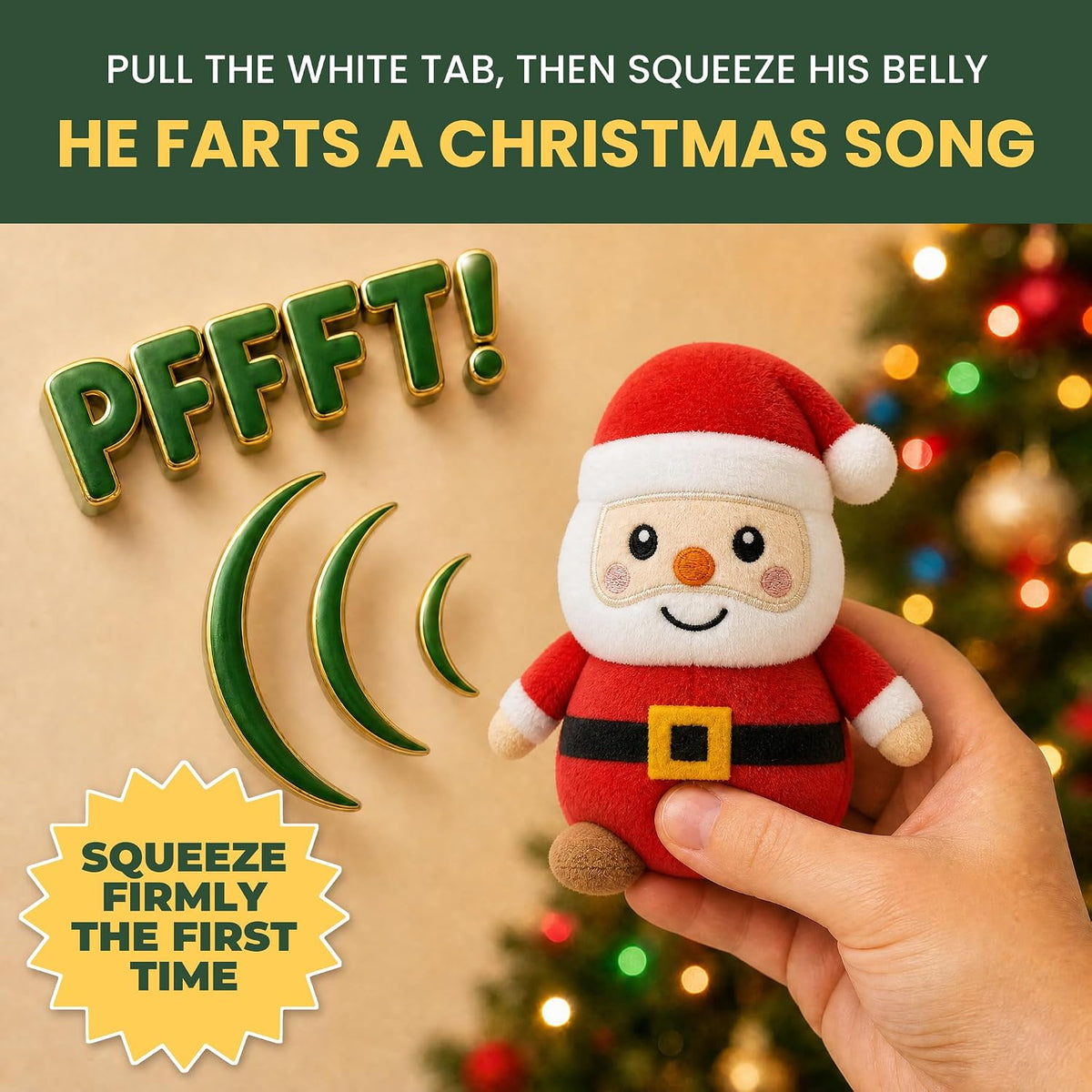 Juguete de peluche de Papá Noel, reproduce 3 canciones de Navidad e...