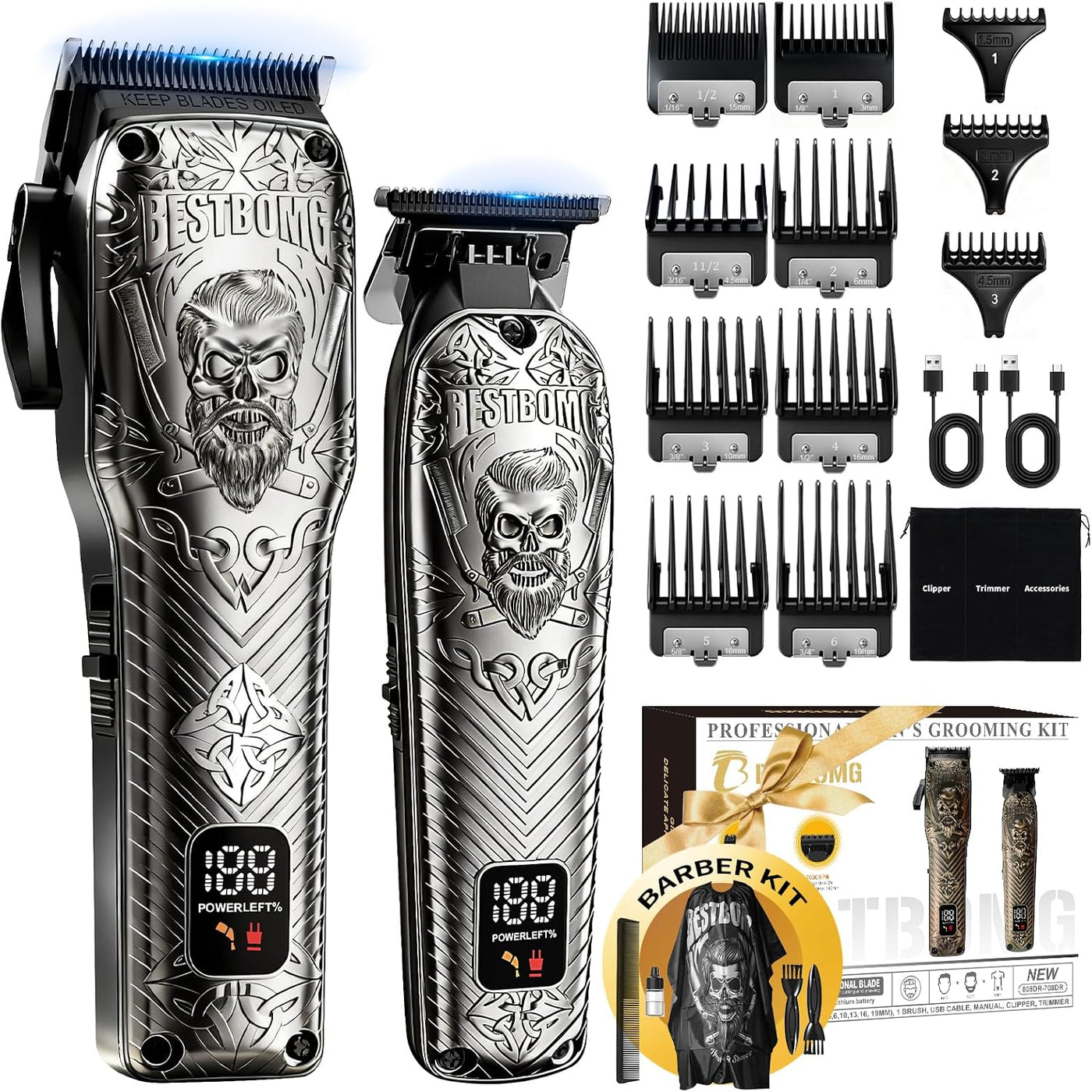BESTBOMG Kits y juegos de cortapelos profesionales inalámbricos par...