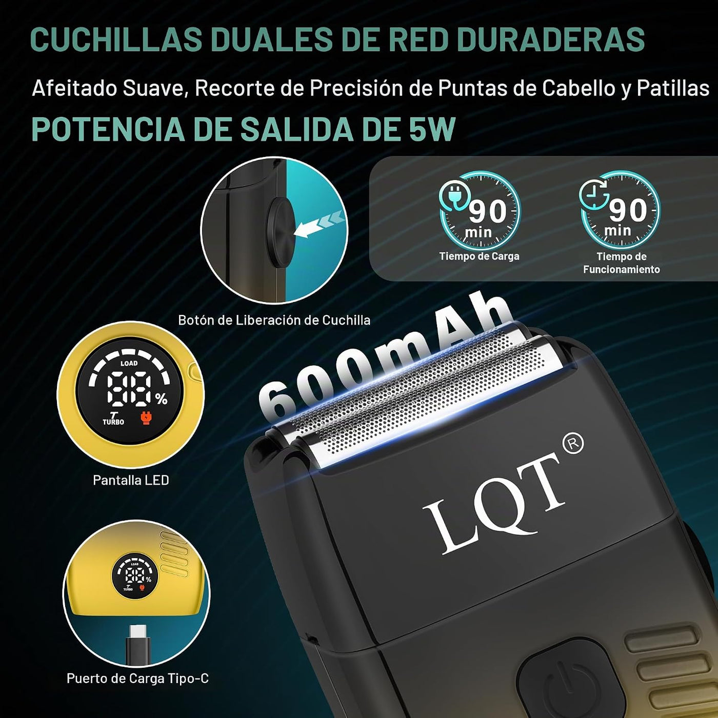 Cortapelos para hombres con pantalla LED, kit de aseo inalámbrico d...