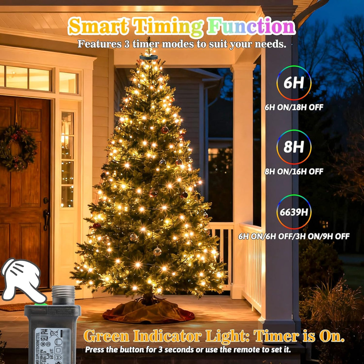 Luces de árbol de Navidad con control remoto, 6.5 pies, 400 luces L...