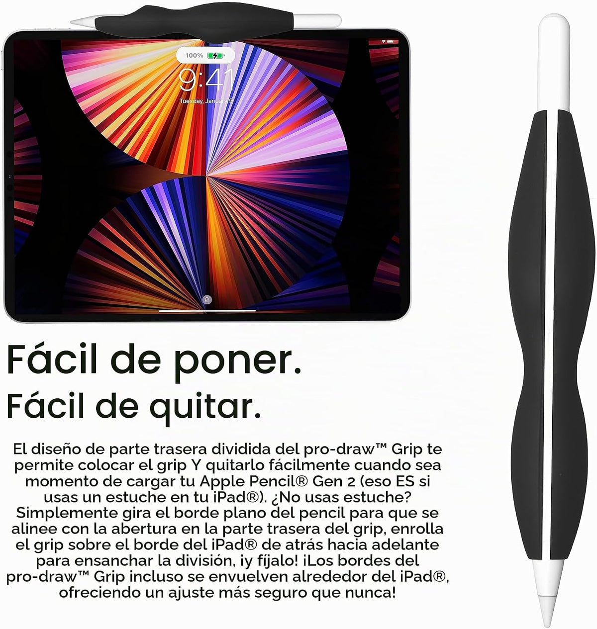 Pro-Draw El agarre para Apple Pencil Pro, lápiz Apple de 1ª\/2ª gen...