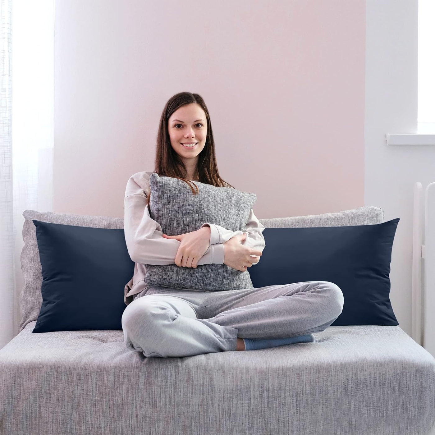 Utopia Bedding Almohada de cuerpo completo para adultos (azul marin...