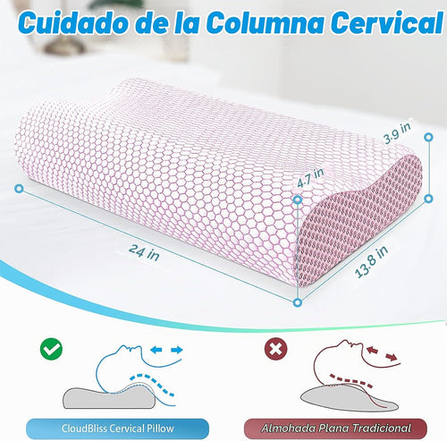 Almohada cervical ergonómica para dormir, tamaño estándar rosa | Al...