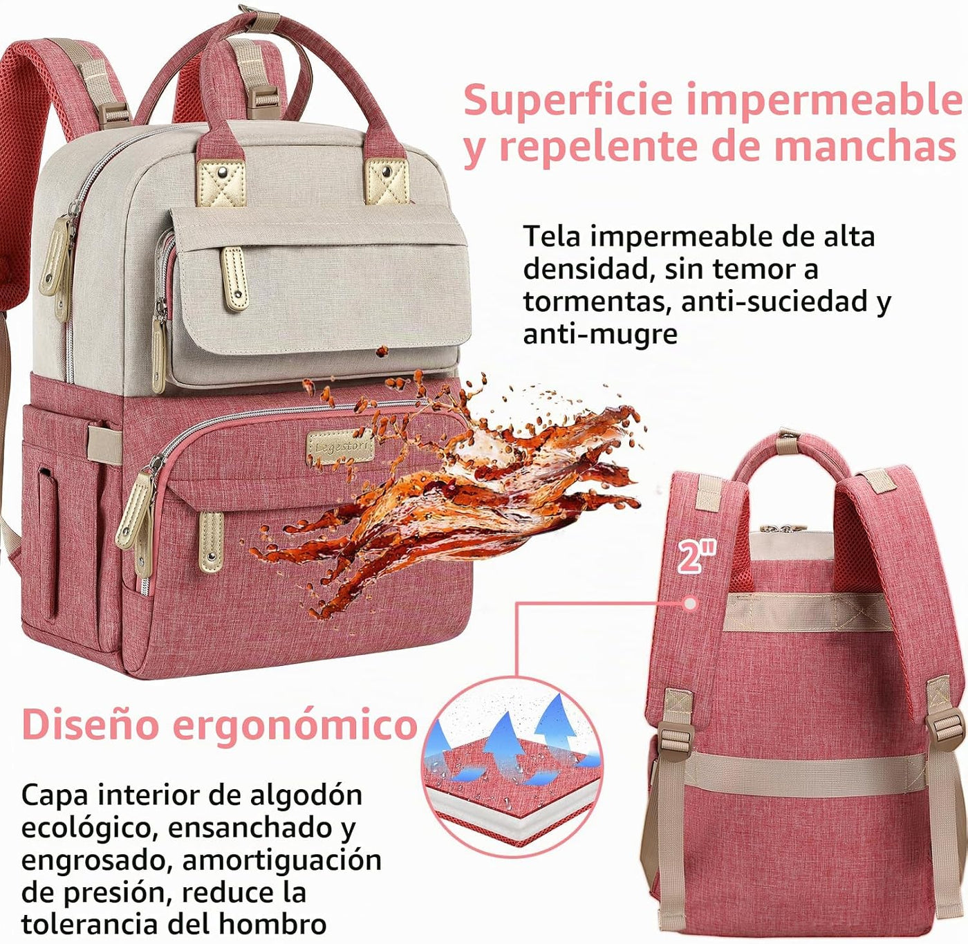 Legestori Mochila para Pañales, Bolsa de Pañales para Bebé Niña, Mo...