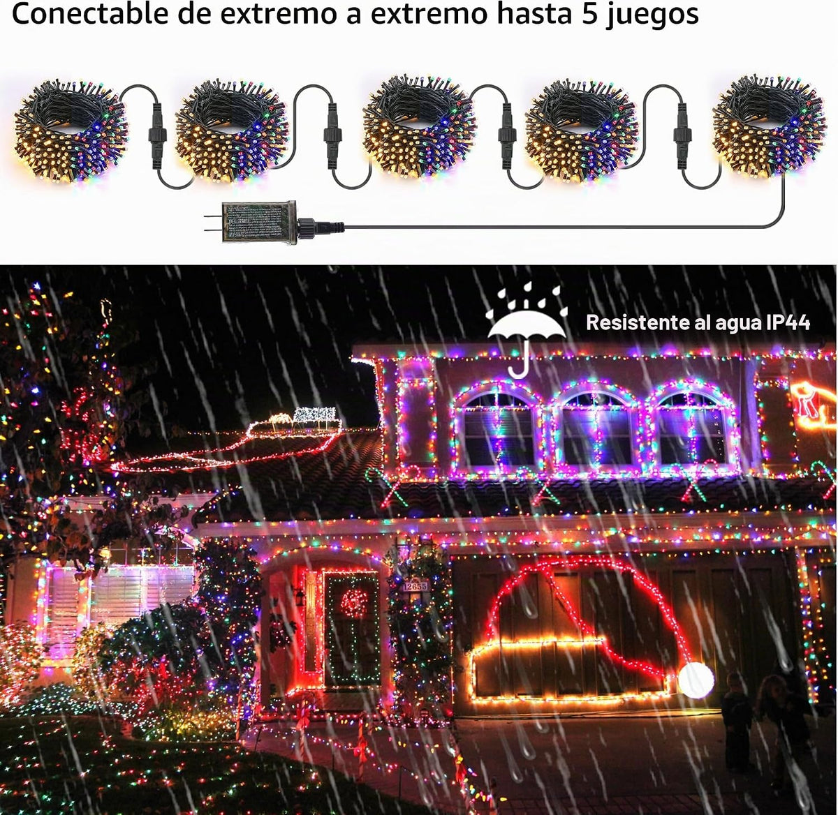 Brizled Luces de Navidad, 33 pies, 100 luces LED para árbol, cambio...