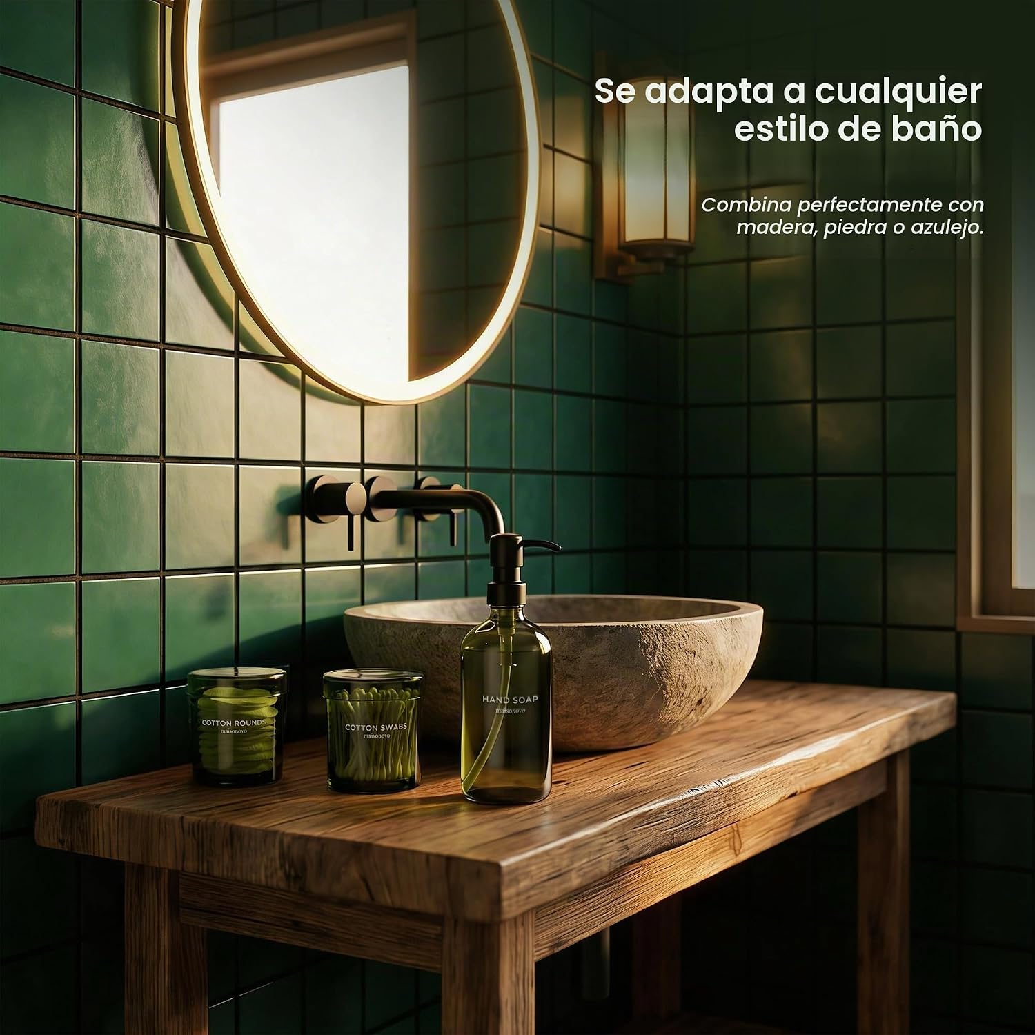 MaisoNovo Recipientes de vidrio para baño con tapas (hermético), so...