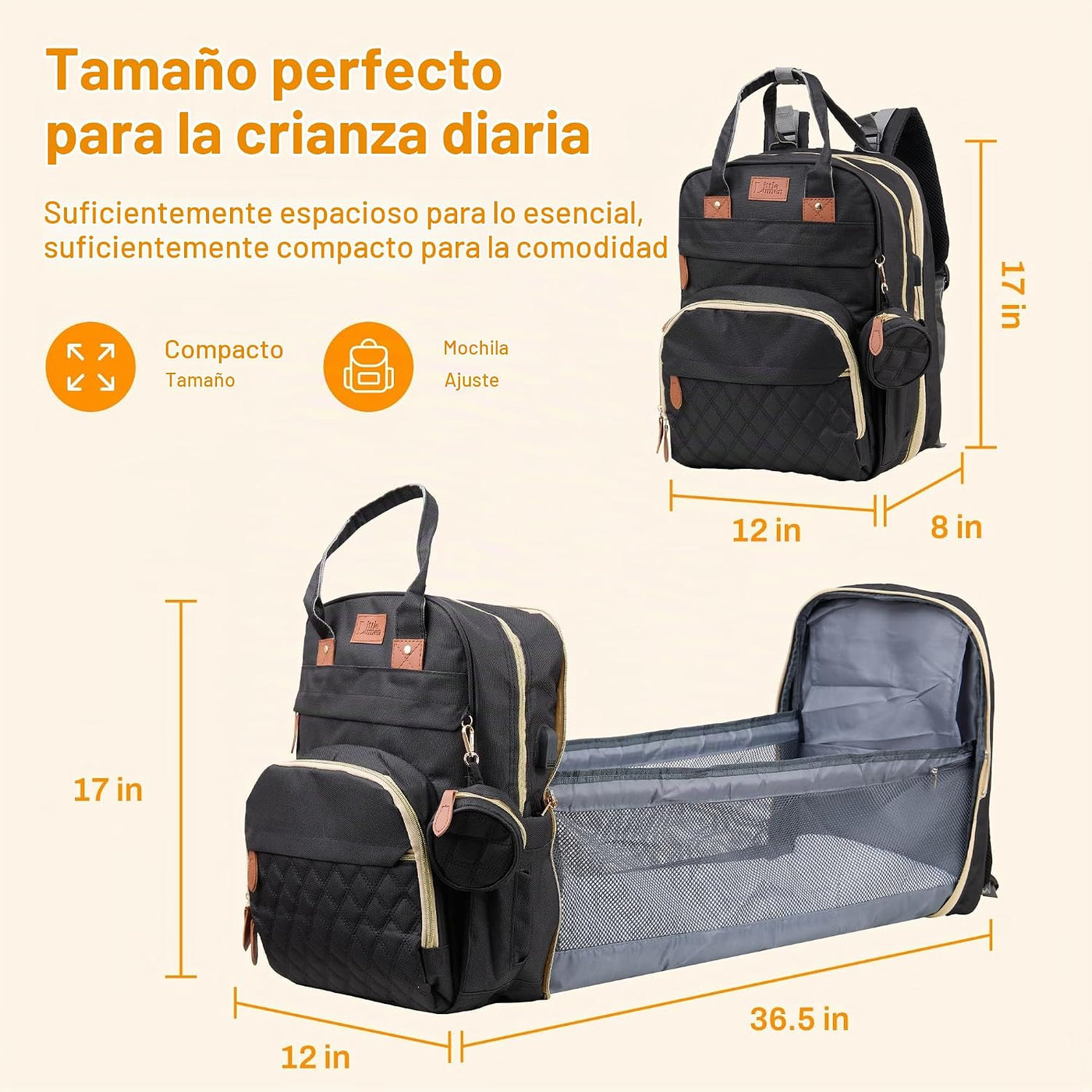 Little Lumen Mochila para pañales con cambiador \u2013 Bolsa de pañ...