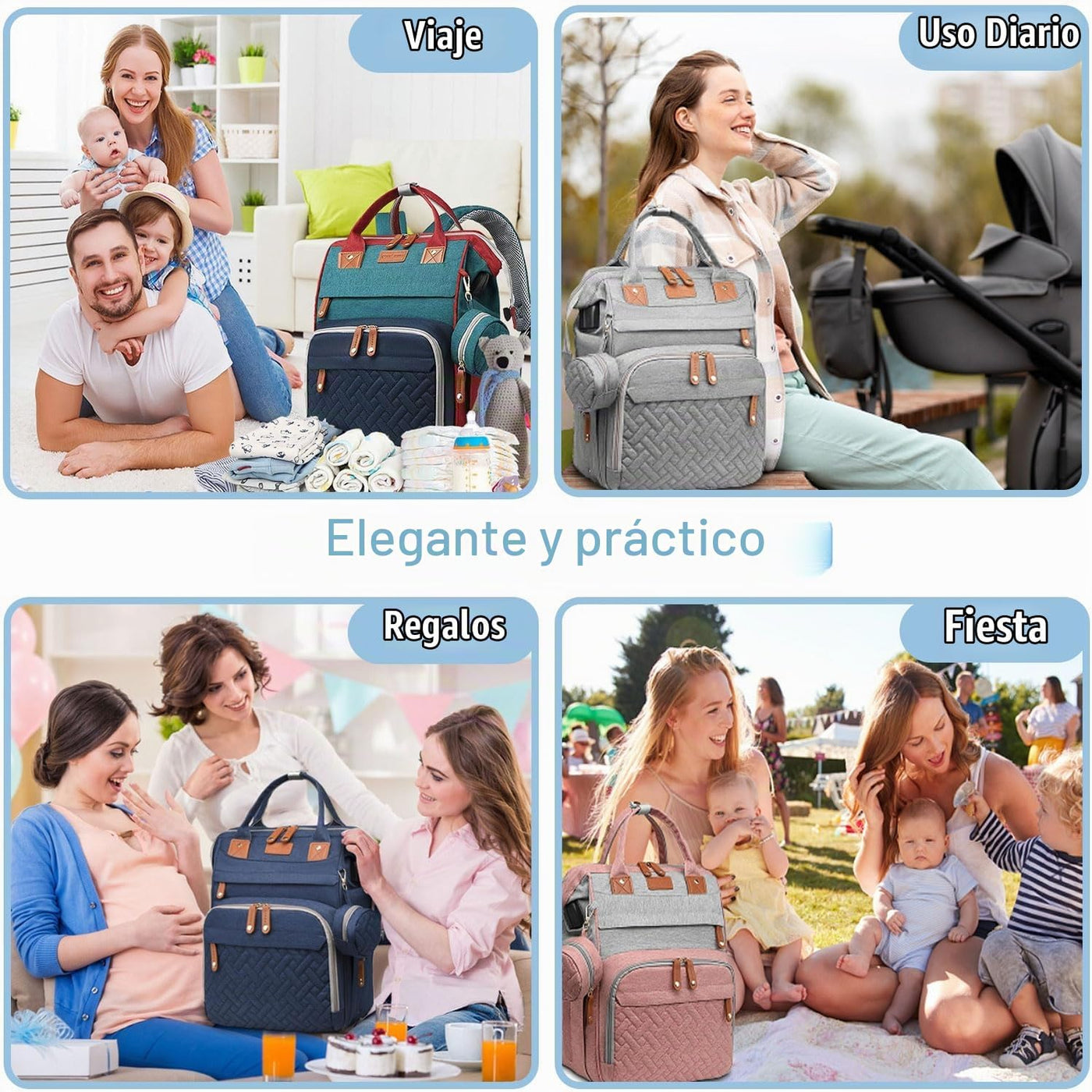 SHITIESHOU Mochila para pañales para mamá y papá, con cambiador, 19...