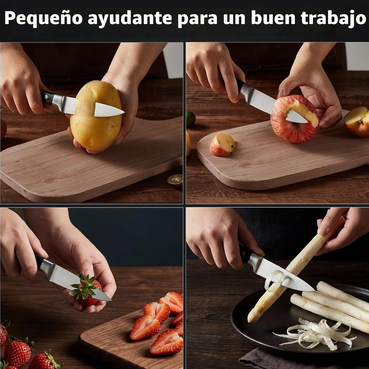 OAKSWARE Juego de cuchillos de cocina 3 piezas, cuchillos de chef a...