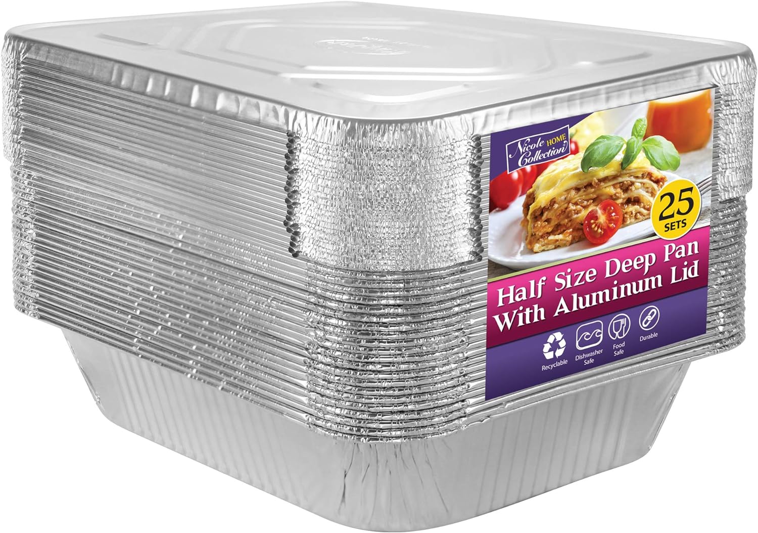 Nicole Home Collection Sartenes de aluminio con tapas, tamaño medio...