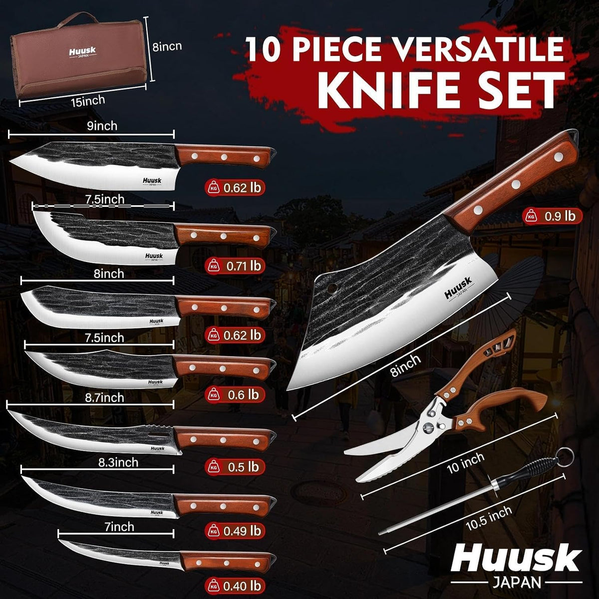Juego de Cuchillos de Carnicero Huusk, Juego de Cuchillos de Chef d...