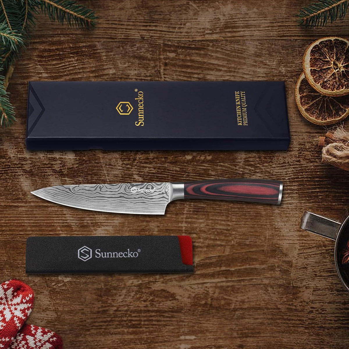 Sunnecko - Cuchillo pequeño de chef de 5.5 pulgadas, cuchillo utili...