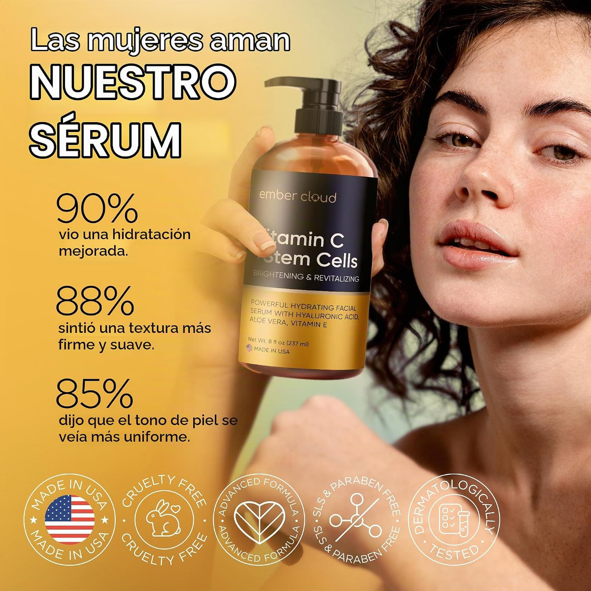 Ember Cloud Suero de vitamina C para rostro con células madre y áci...