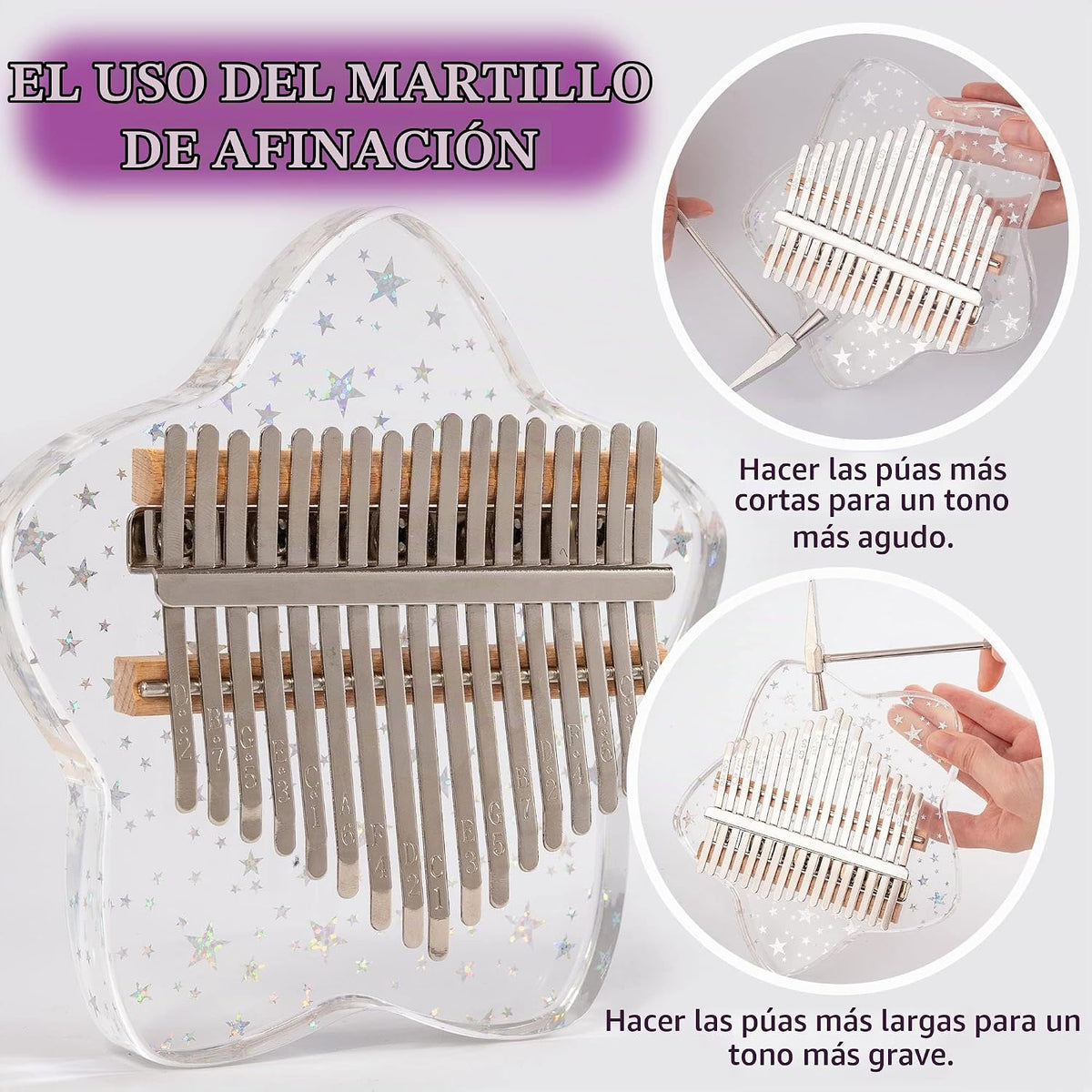 LUCKIPLUS Lindo piano de pulgar Kalimba de 17 teclas, piano de dedo...