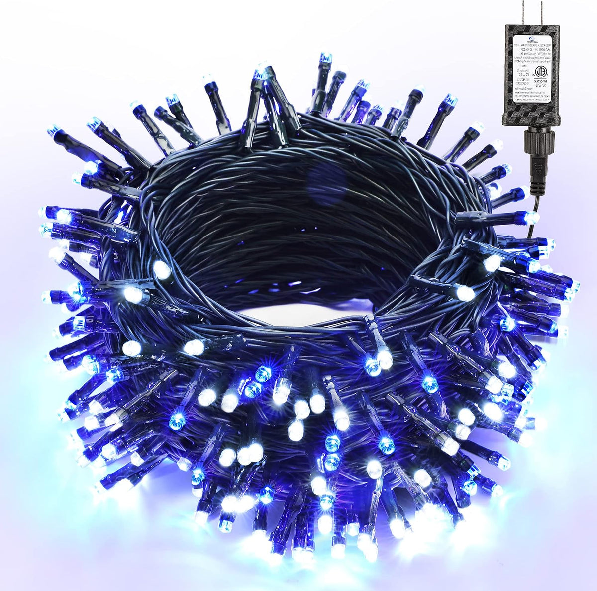 Guirnalda de luces navideñas blancas y azules Brizled para interior...