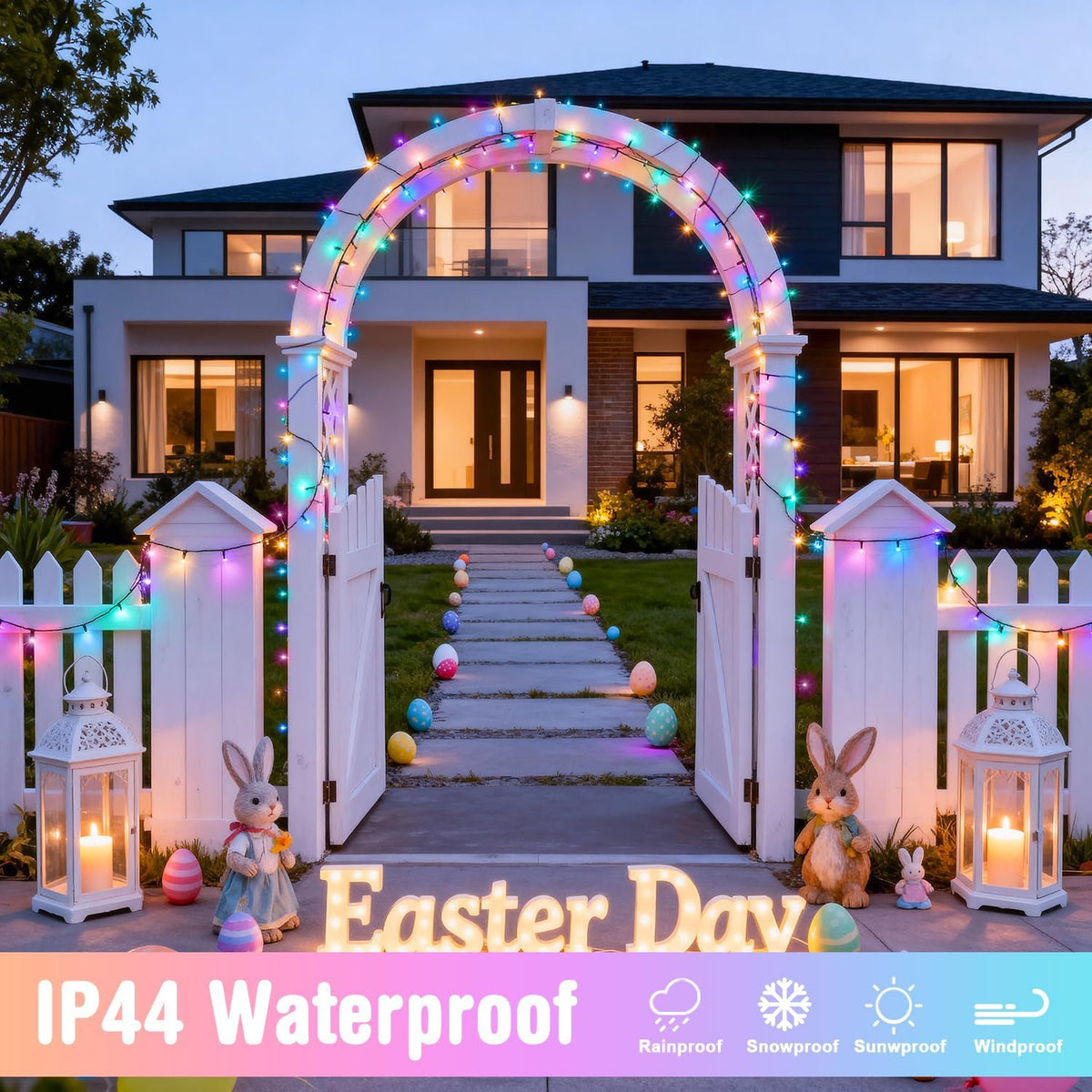 JMEXSUSS 250 luces LED de Pascua para interiores y exteriores, tira...