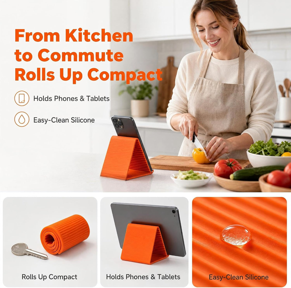 HOHITIAL Soporte para teléfono de silicona flexible con núcleo de a...