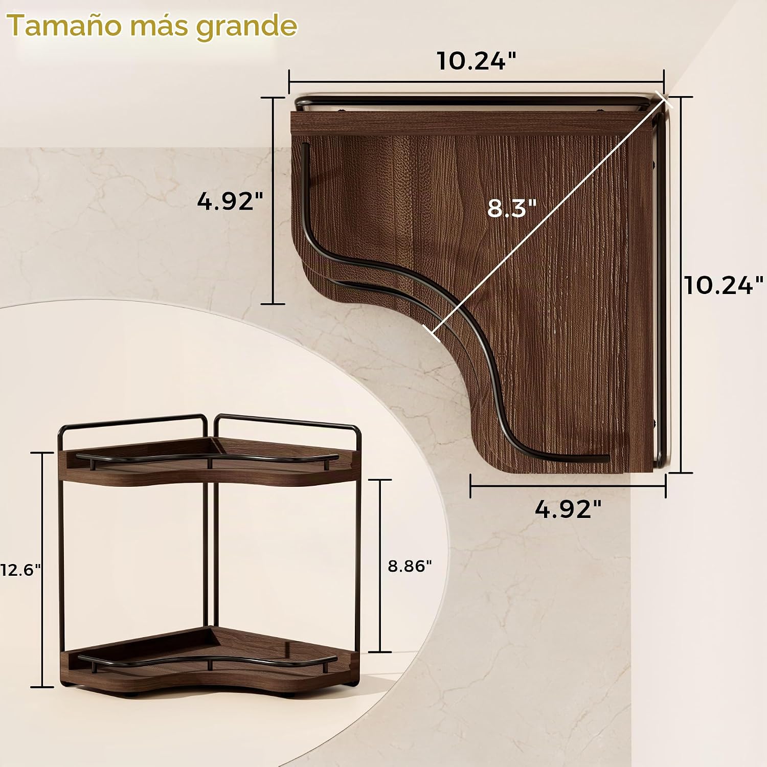Naeqieo Organizador de mostrador de baño de esquina de 2 niveles pa...