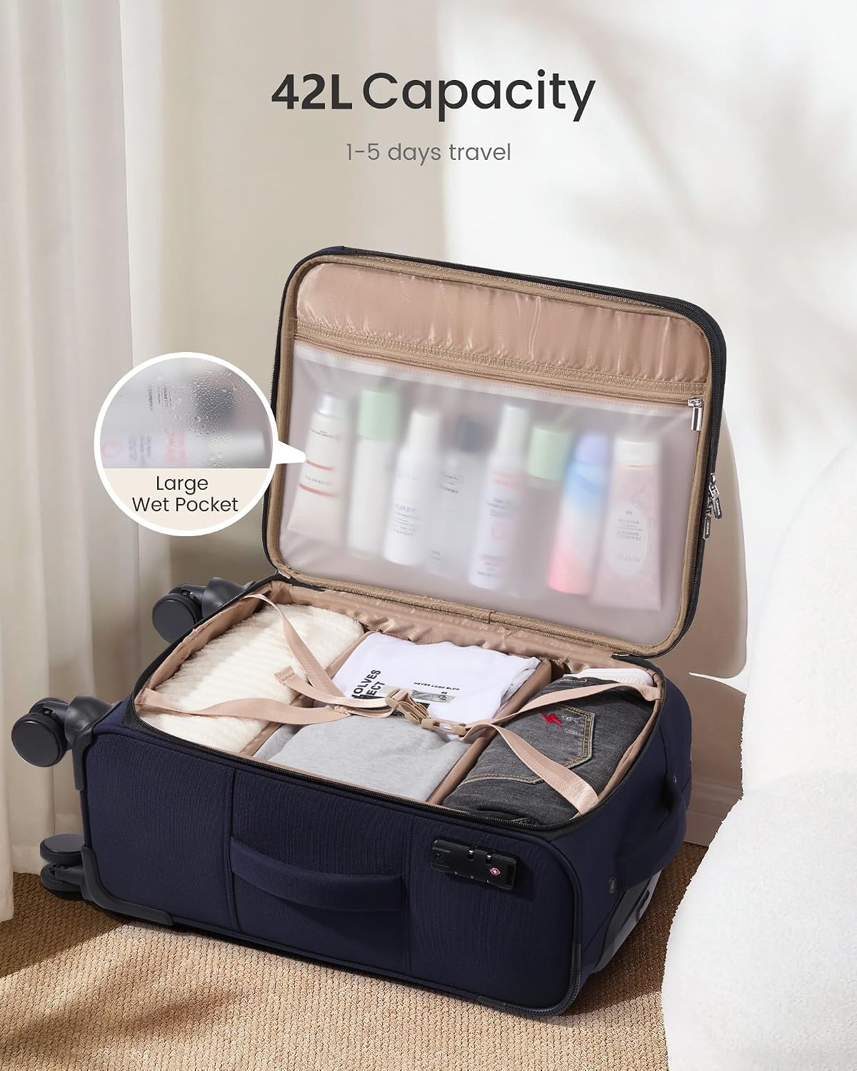 LOVEVOOK Maletas Softside con ruedas para viajes para mujeres y hom...