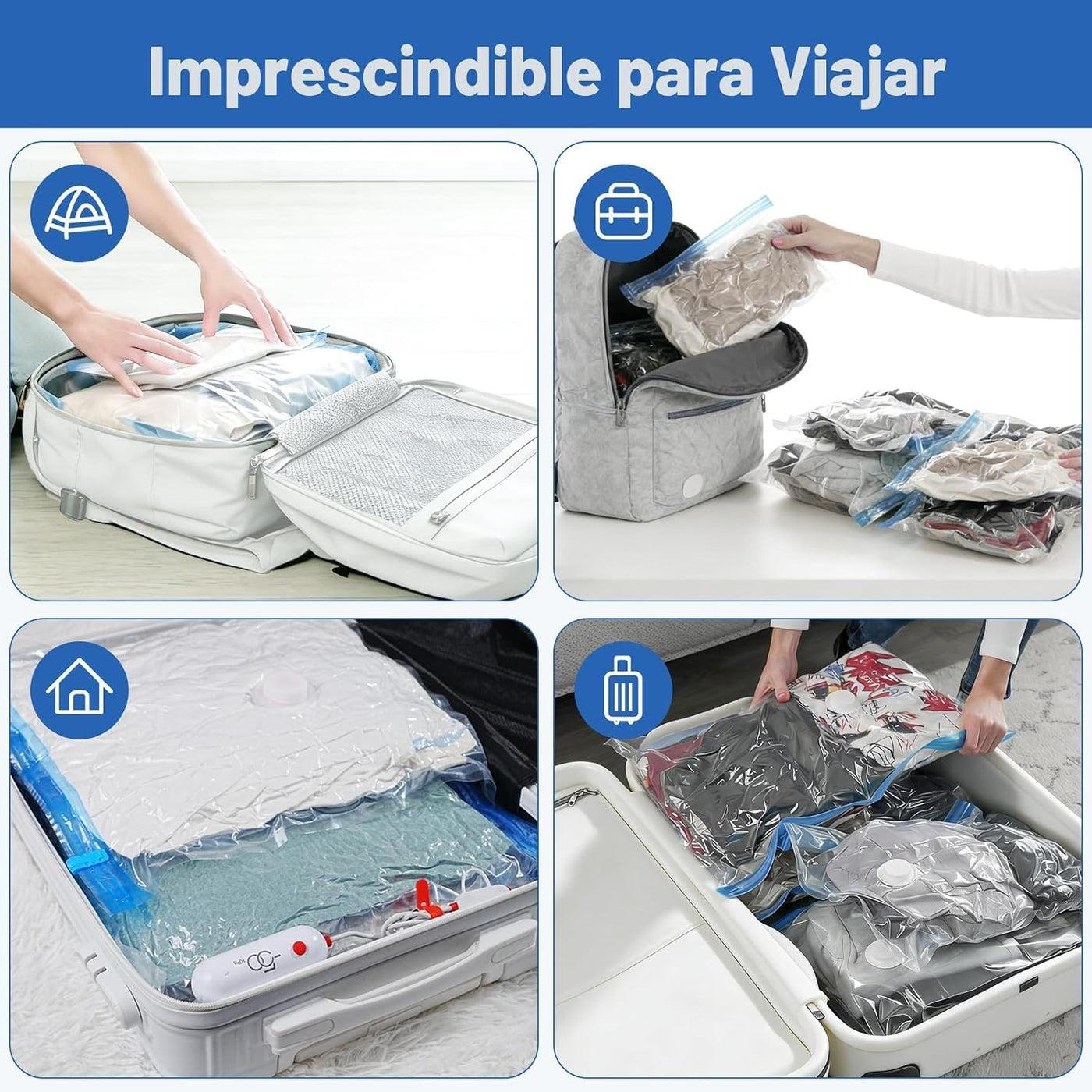 VMstr Paquete de 18 bolsas de almacenamiento al vacío con bomba USB...