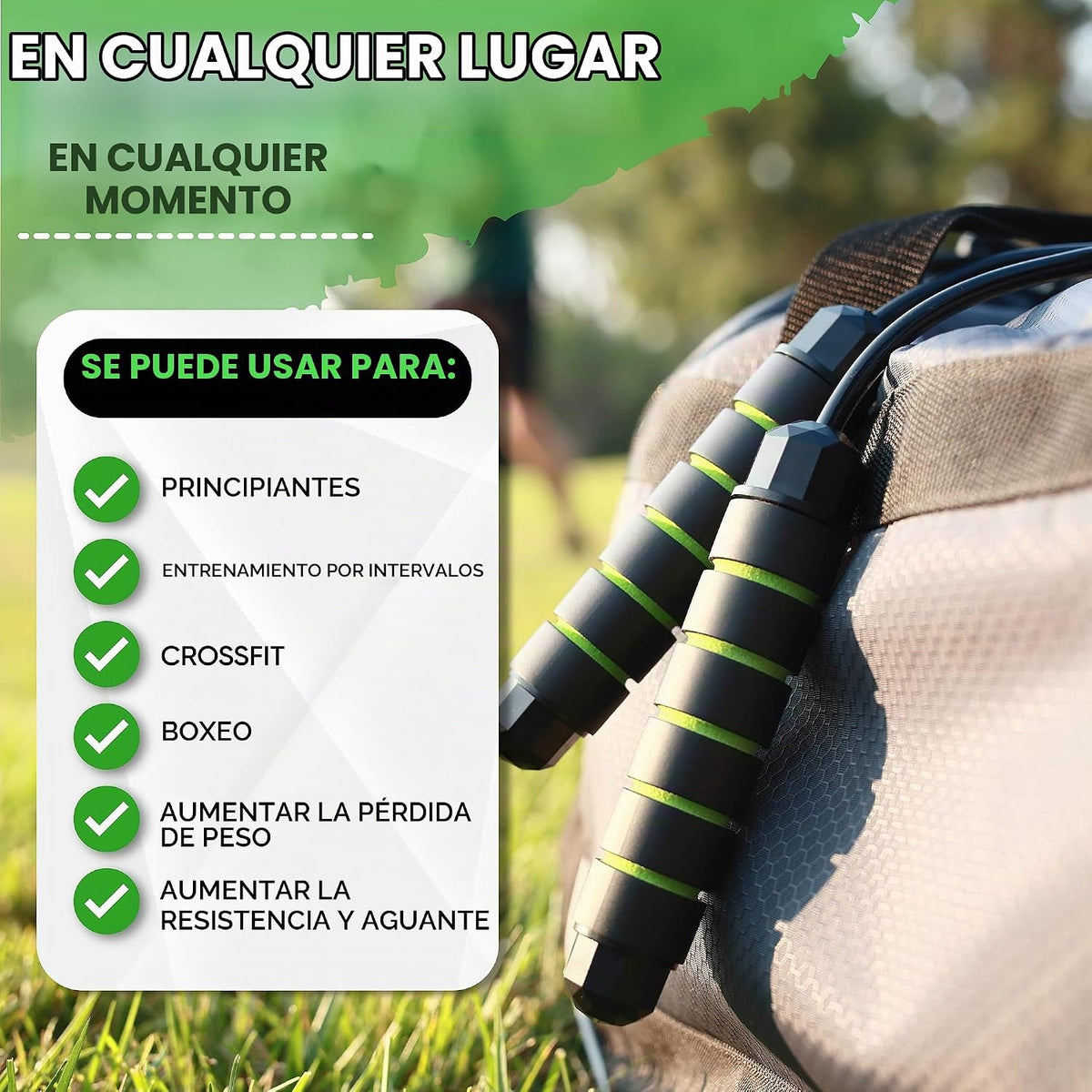 Cuerda de Saltar Inalámbrica con Peso - Cuerdas de Longitud Ajustab...