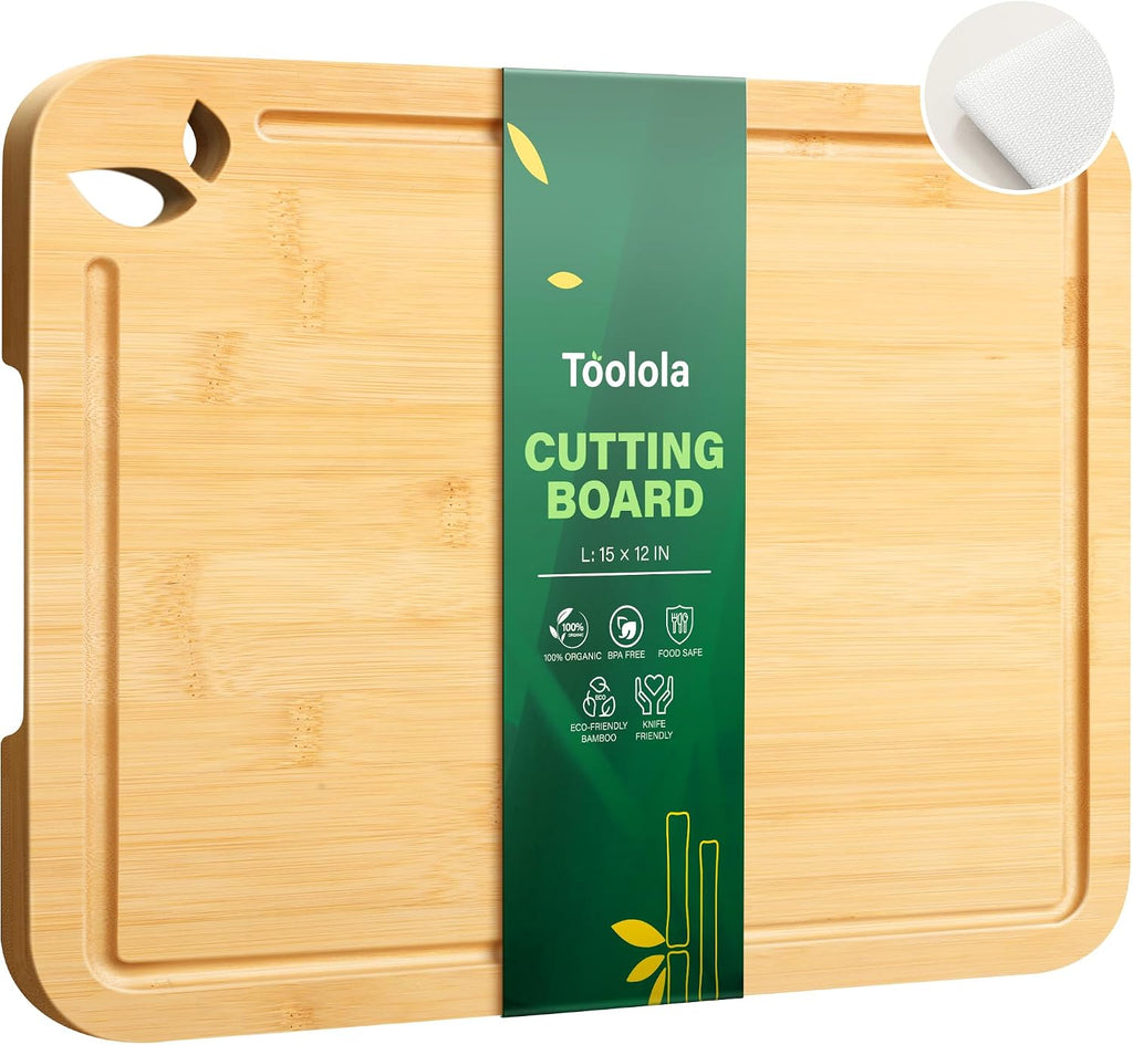 Toolola Tablas de cortar de bambú de 15 x 12 pulgadas para cocina c...