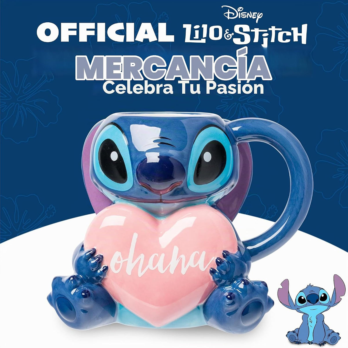 Silver Buffalo Disney Lilo and Stitch Ohana - Taza esculpida en 3D,...