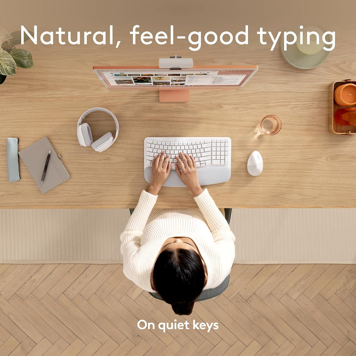 Logitech Wave Keys - Teclado ergonómico inalámbrico Bluetooth para...