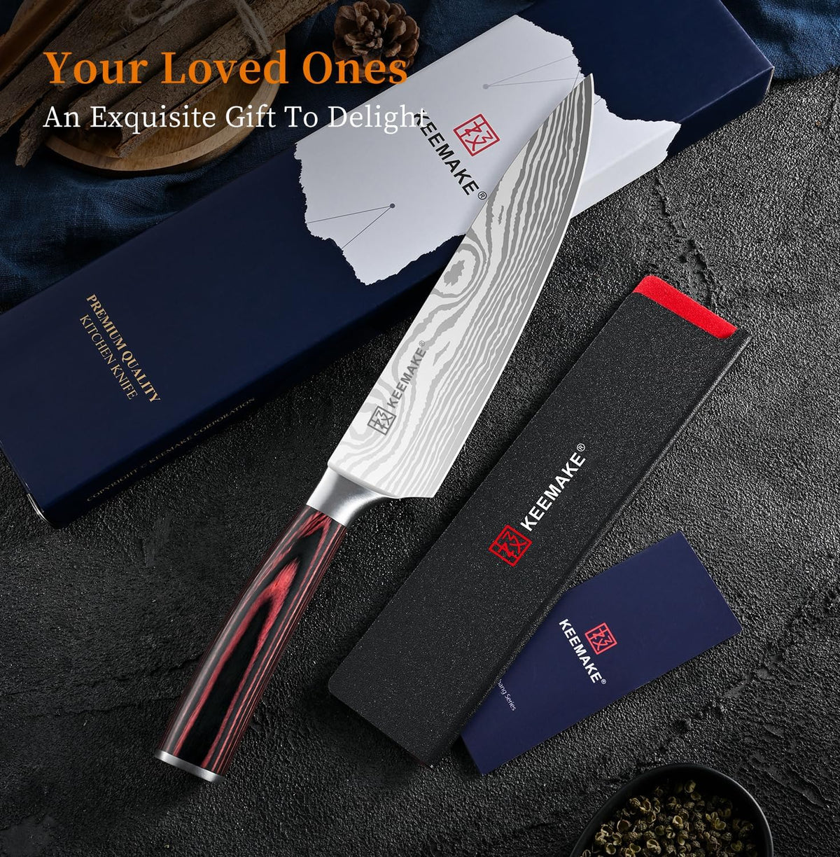 Cuchillo de chef KEEMAKE de 8 pulgadas - Cuchillo de cocina ultra a...