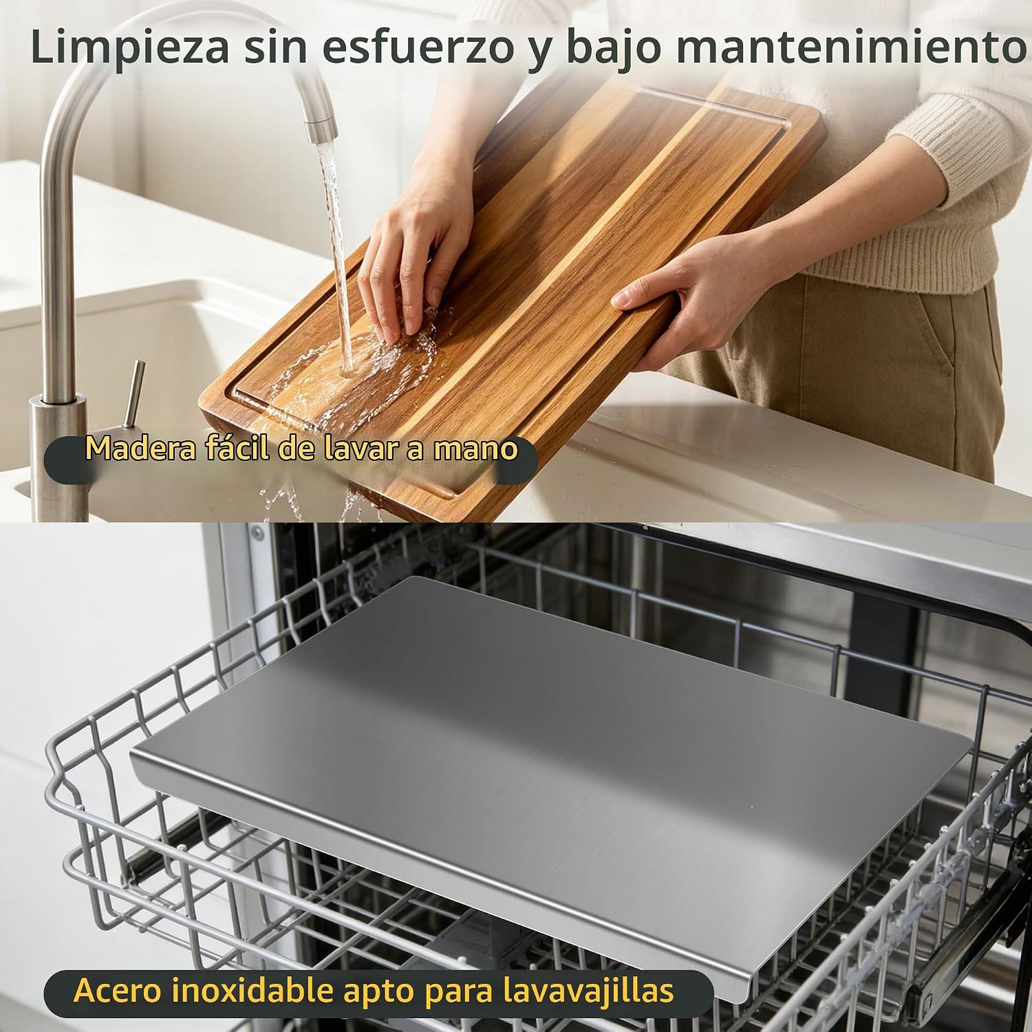 Tabla de cortar de acero inoxidable y tabla de cortar de madera de...