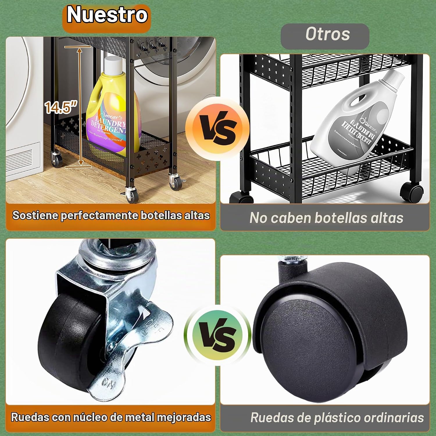 OKZEST Organizadores de baño delgados y carrito de almacenamiento c...