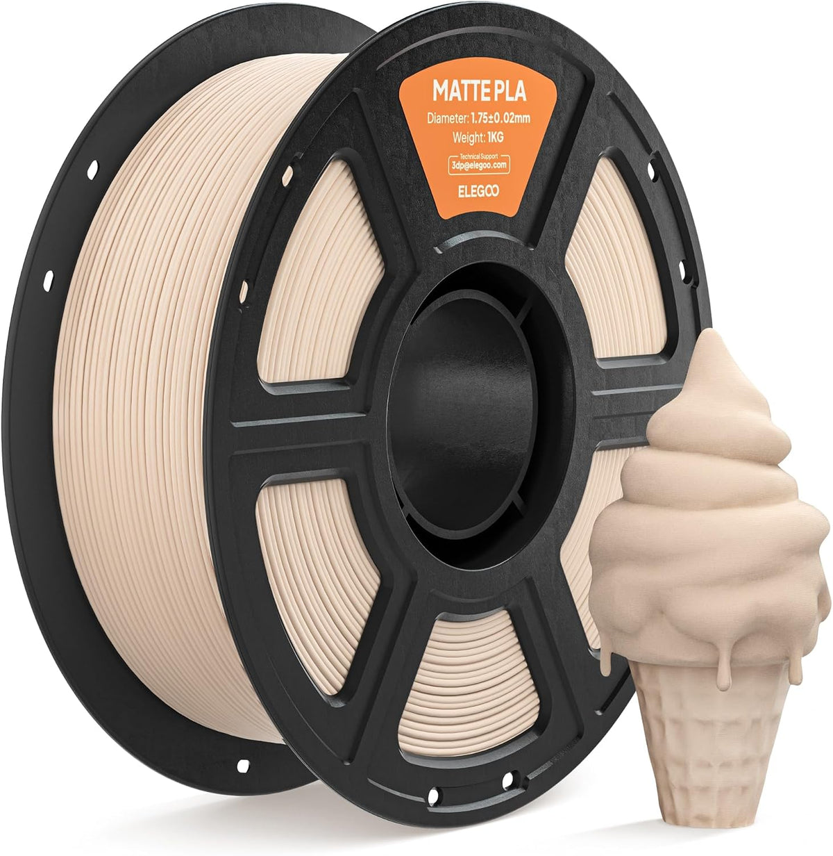 ELEGOO Filamento de impresora 3D PLA mate 0.07 in Beige 2.2 lbs | B...