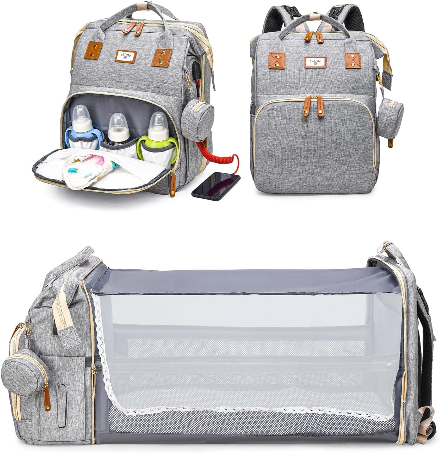 JSTPRO Mochila para pañales con cambiador, capacidad de 25 litros,...