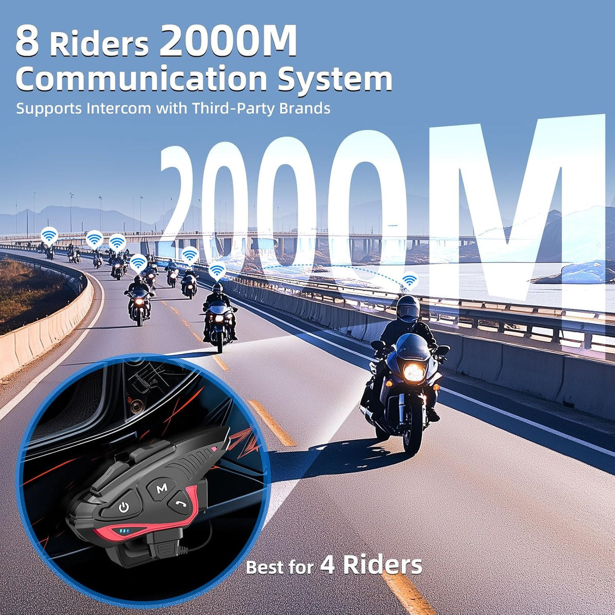 Moman Auriculares de intercomunicación para motocicleta, CP-S 8 Con...