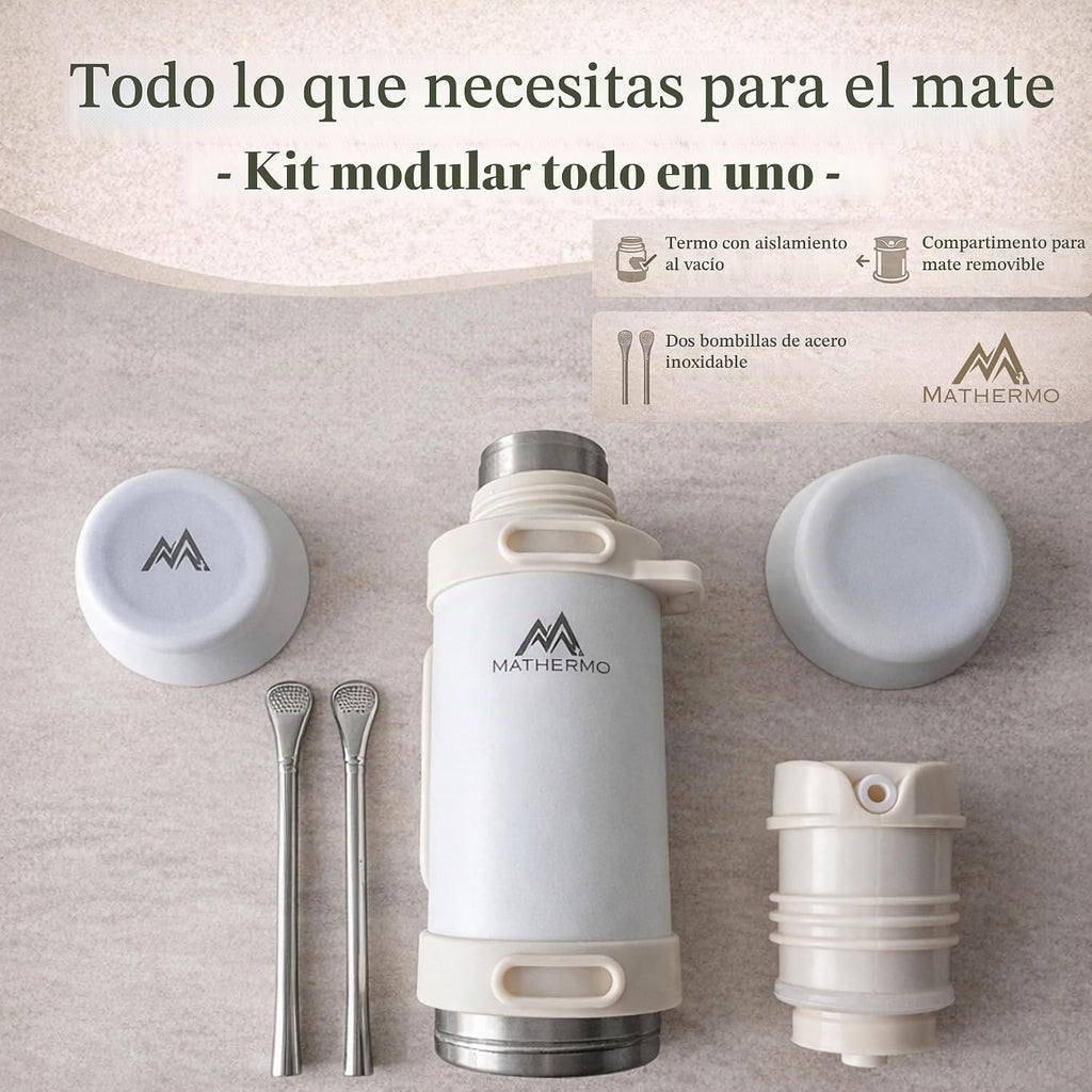 MATHERMO Todo-en-Uno Mate Thermo con compartimento de yerba integra...
