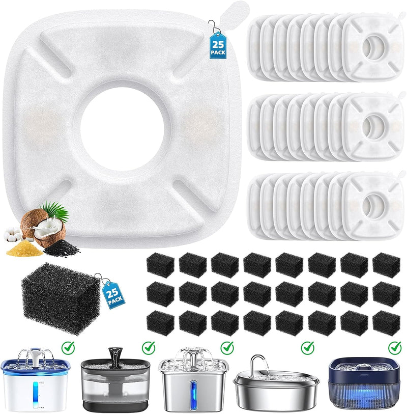 50 piezas de filtros de fuente de agua para gatos Veken de 95 onzas...
