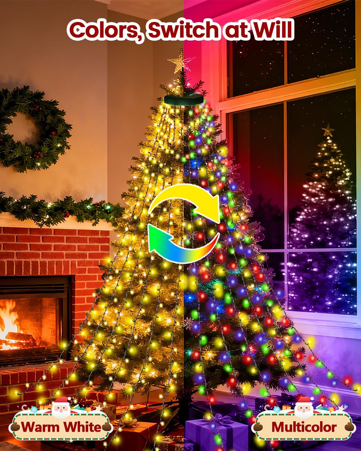 LORRYTE Luces para árbol de Navidad para interiores con control rem...